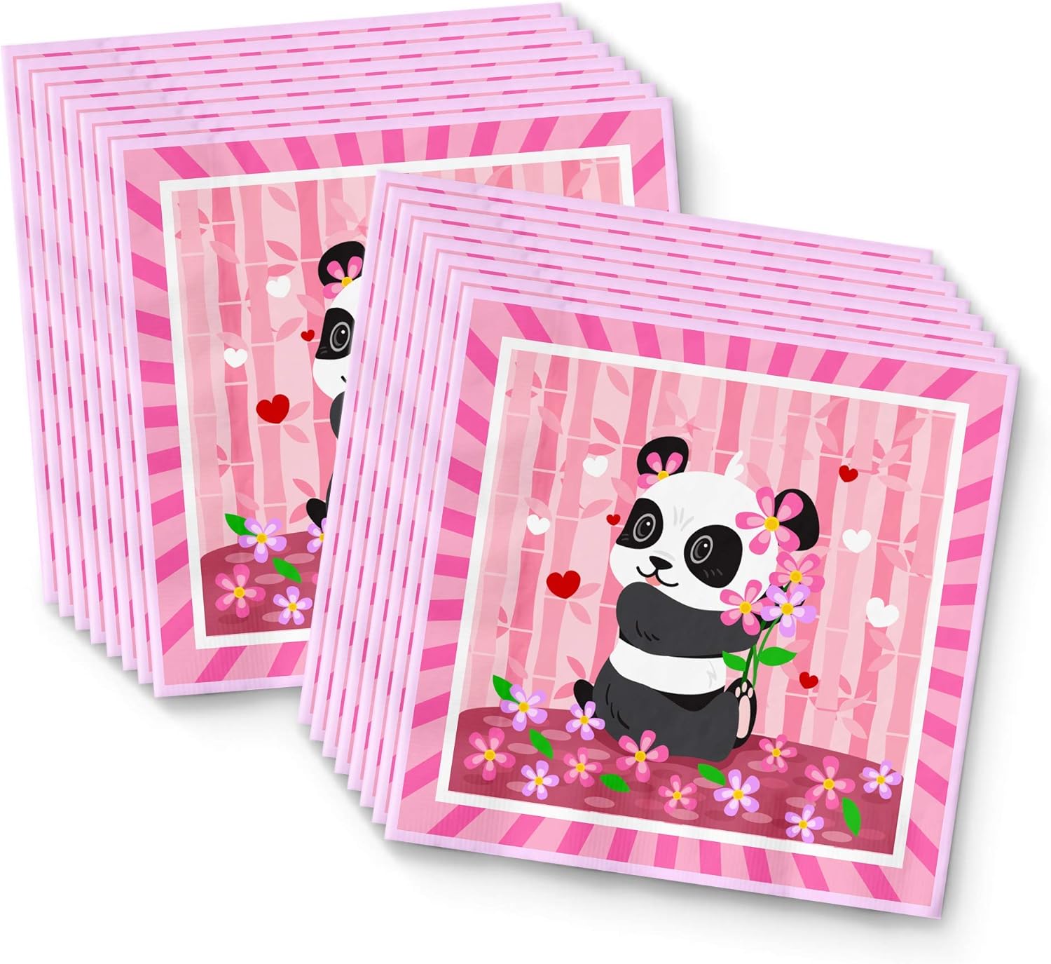Pink Panda Birthday Party Supplies Set for 16