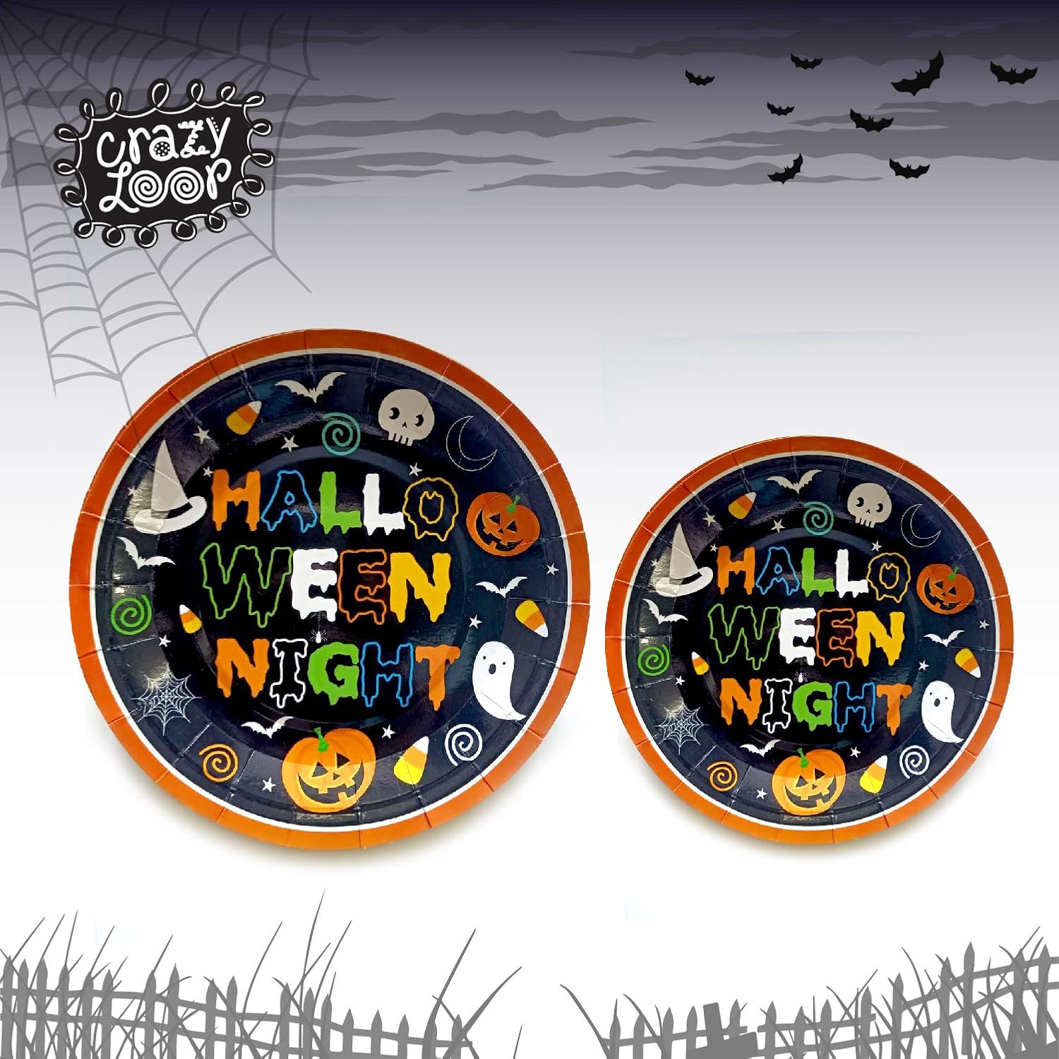 CRAZY LOOP Halloween Dinnerware Set for 24