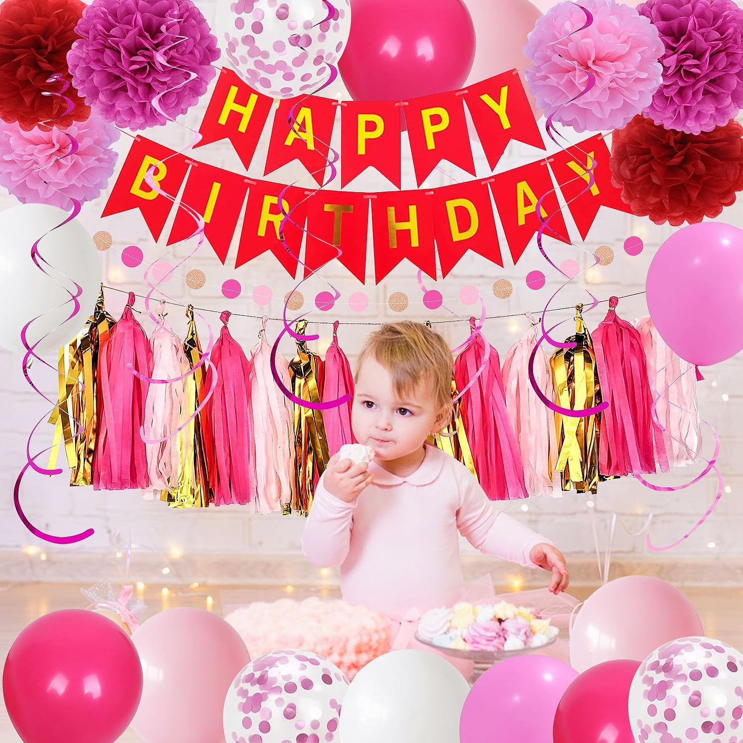 Hot Pink Birthday Decor Kit for Girls and Women