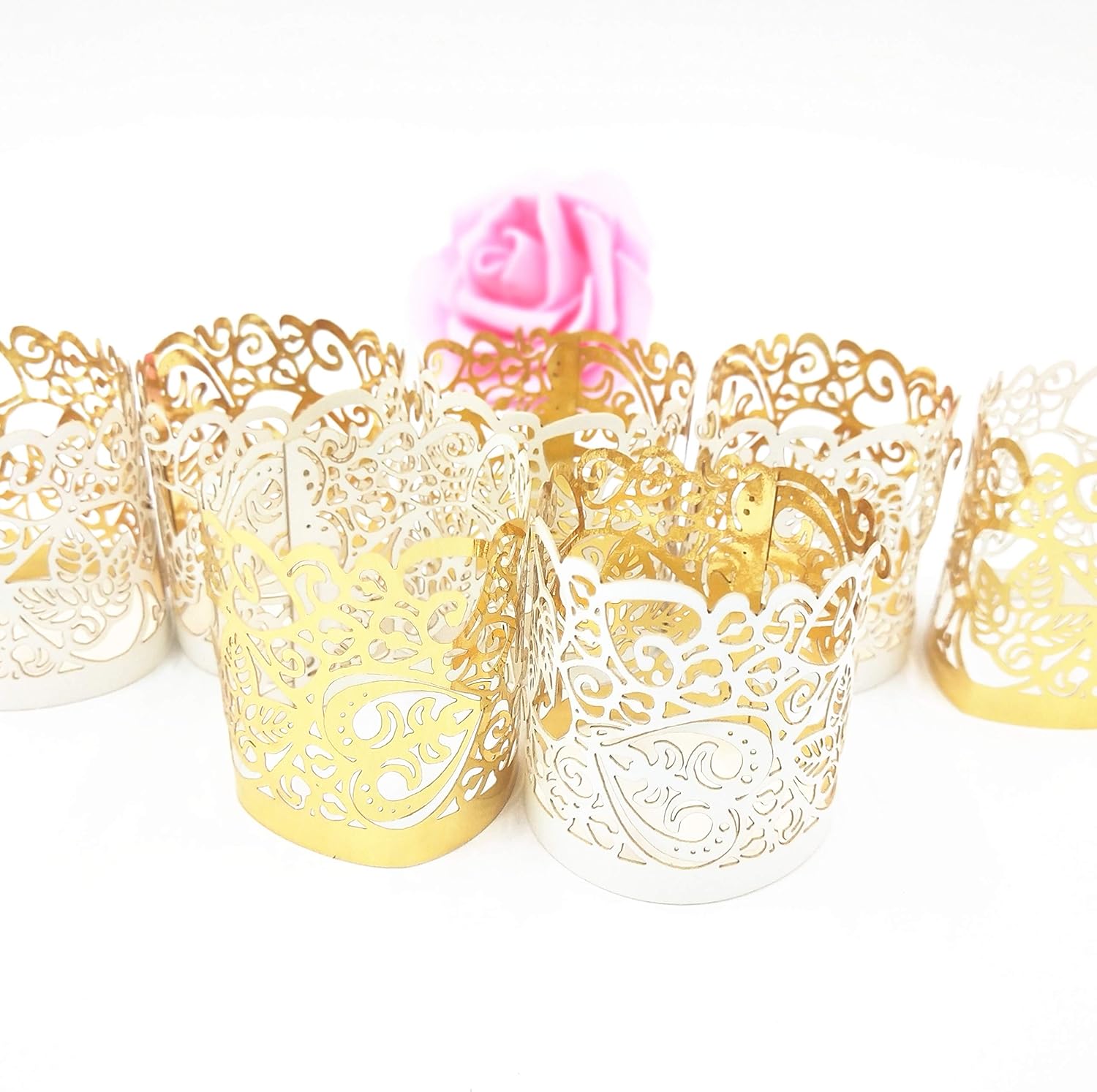 Candle Wraps 50PCS Flameless Tea Light Decorative Holders Gold