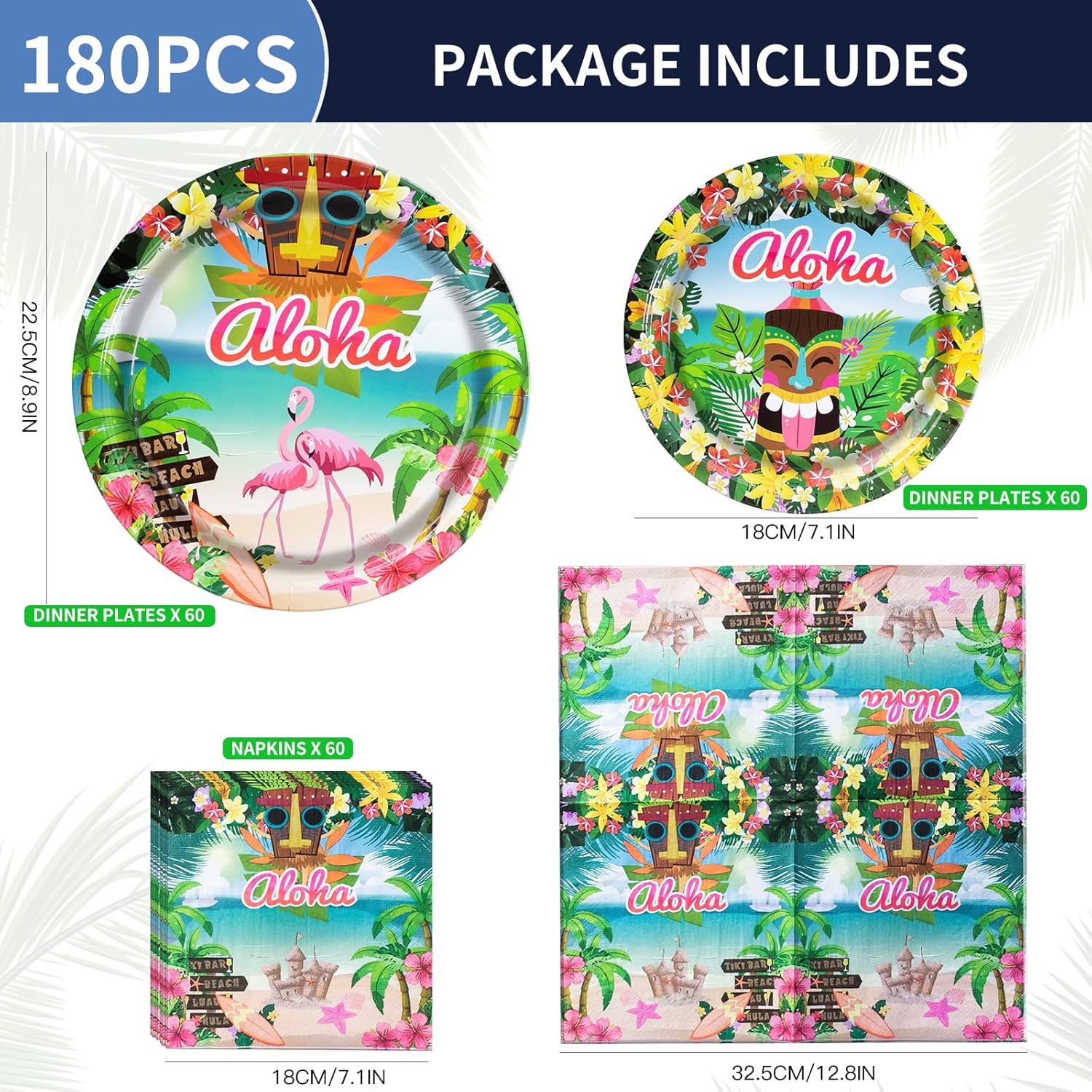 180PCS Hawaiian Aloha Party Set for 60 Guests
