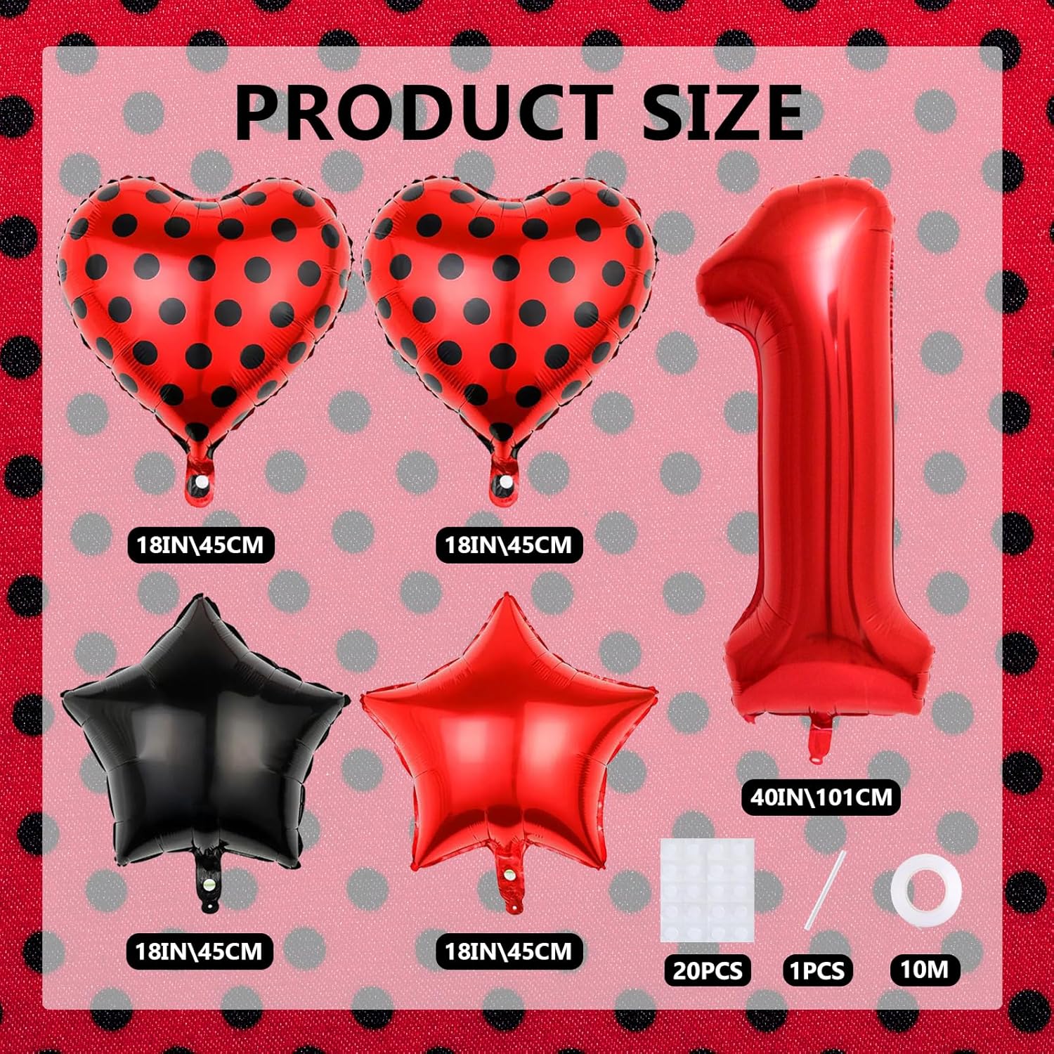Red 10 Balloon Set for Birthday Party Decorations