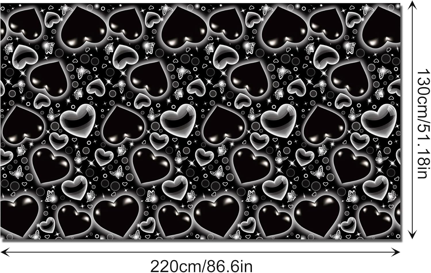 CC HOME Black Butterfly Heart Tablecloth 54x87 Inch