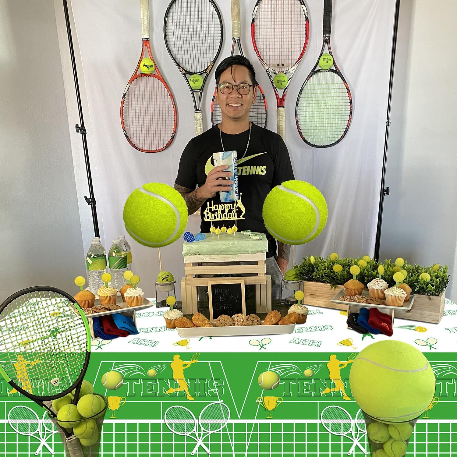 4 Pack Tennis Birthday Table Cover Decor
