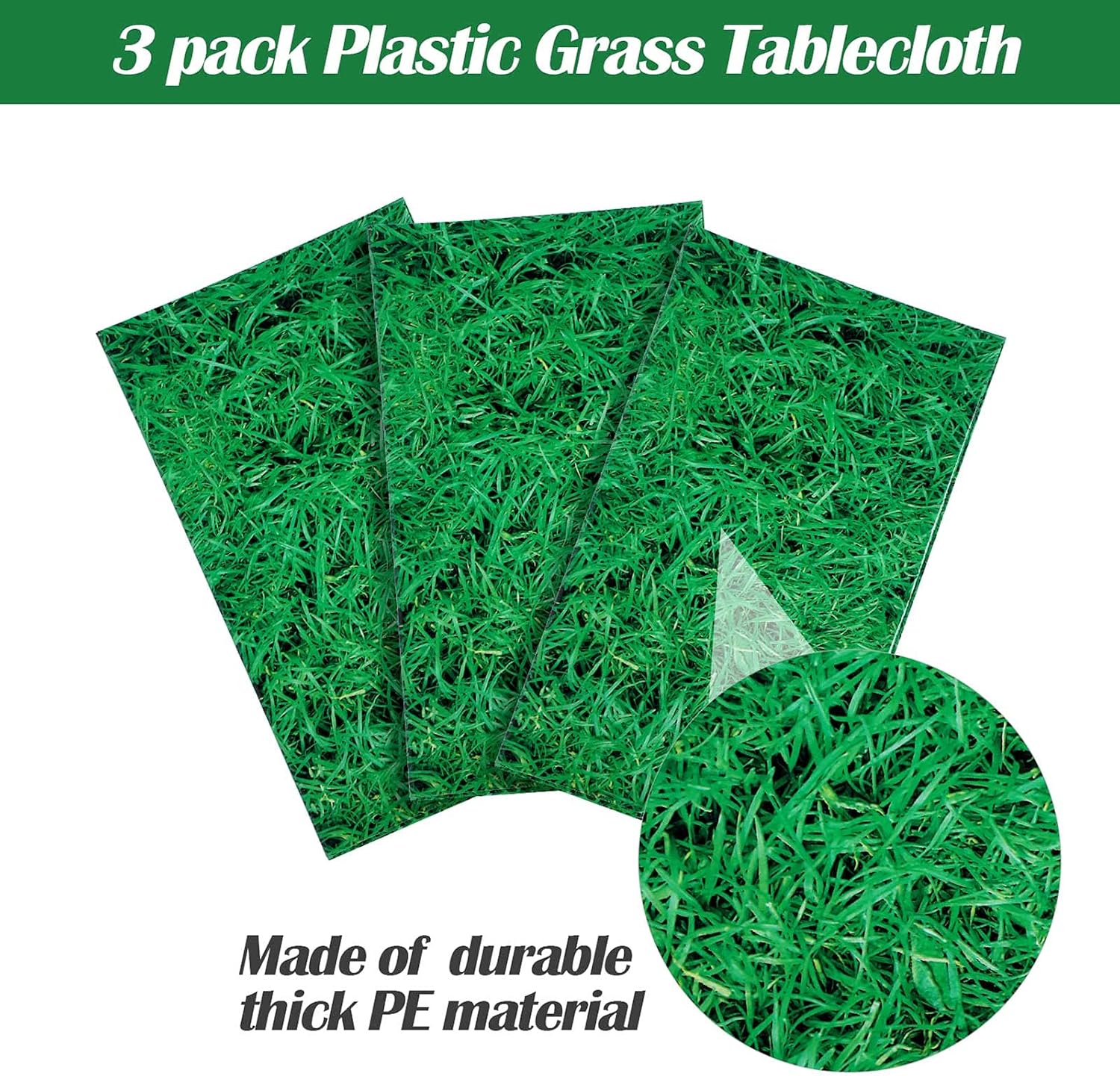 Blulu 3 Pcs Plastic Grass Tablecover 54x108 Green
