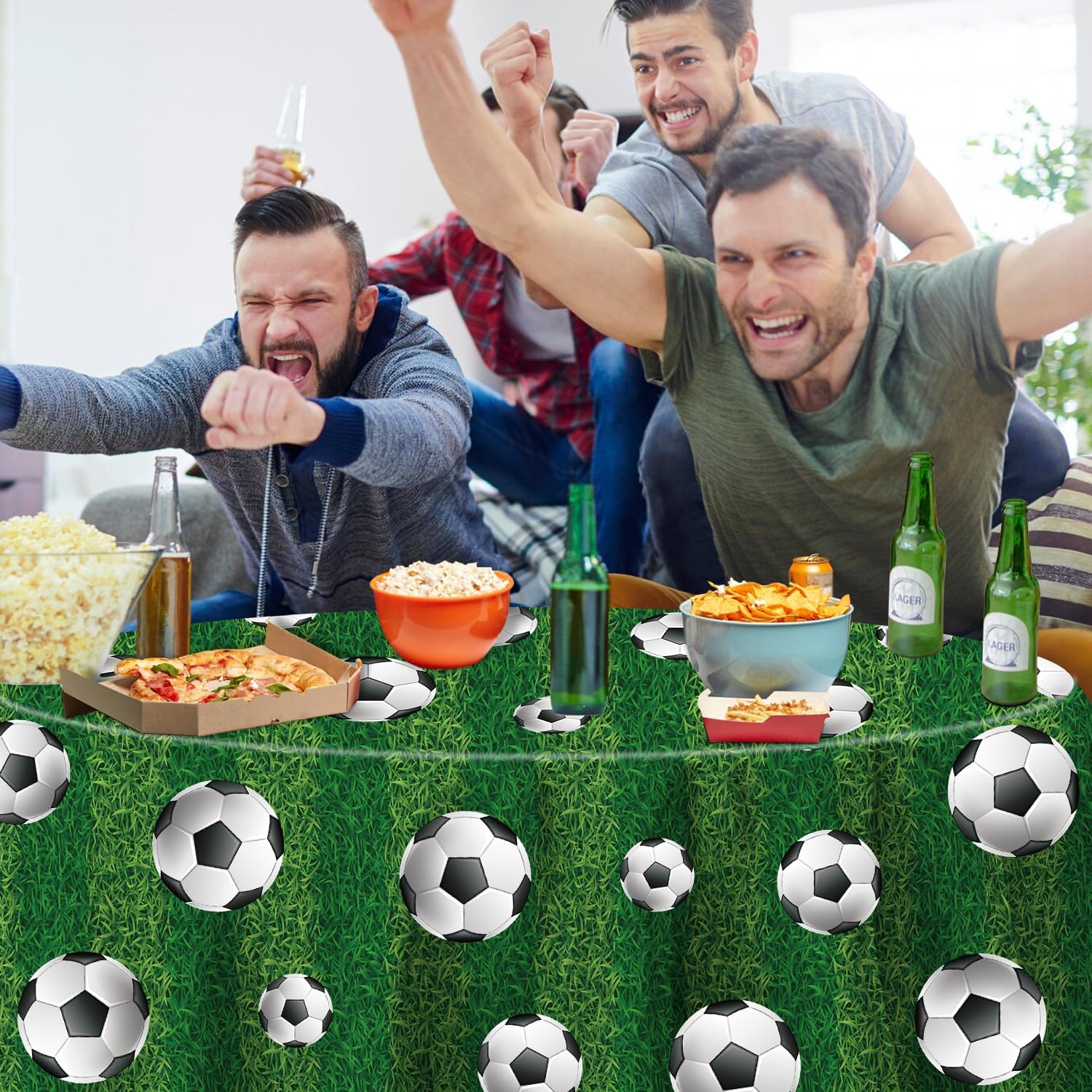 3 Pack Soccer Themed Table Covers 84x84 Inch