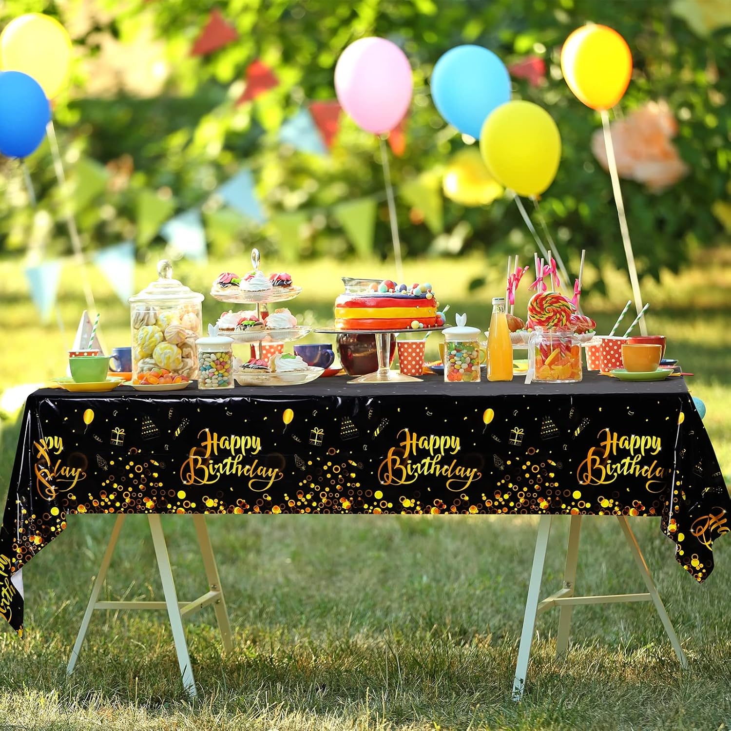 TURSTIN 2 Pack Happy Birthday Tablecloths