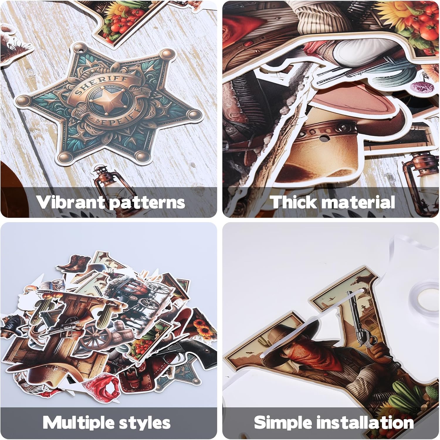 51 Pcs Western Cowboy Party Decorations Set