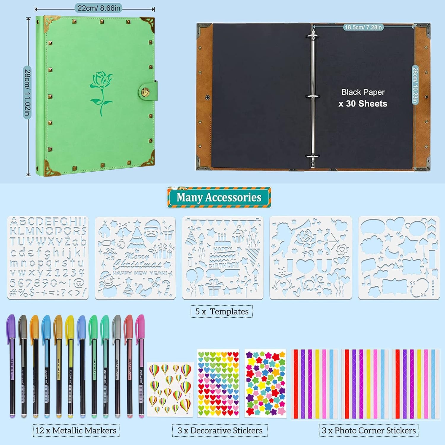 ZEEYUAN Green Rose Photo Album for Mothers Day Gift