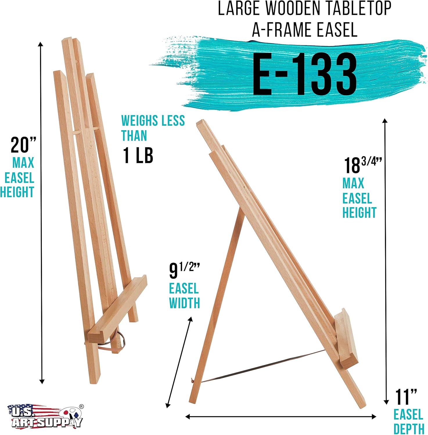 US Art Supply 18 Large Tabletop Easel Stand