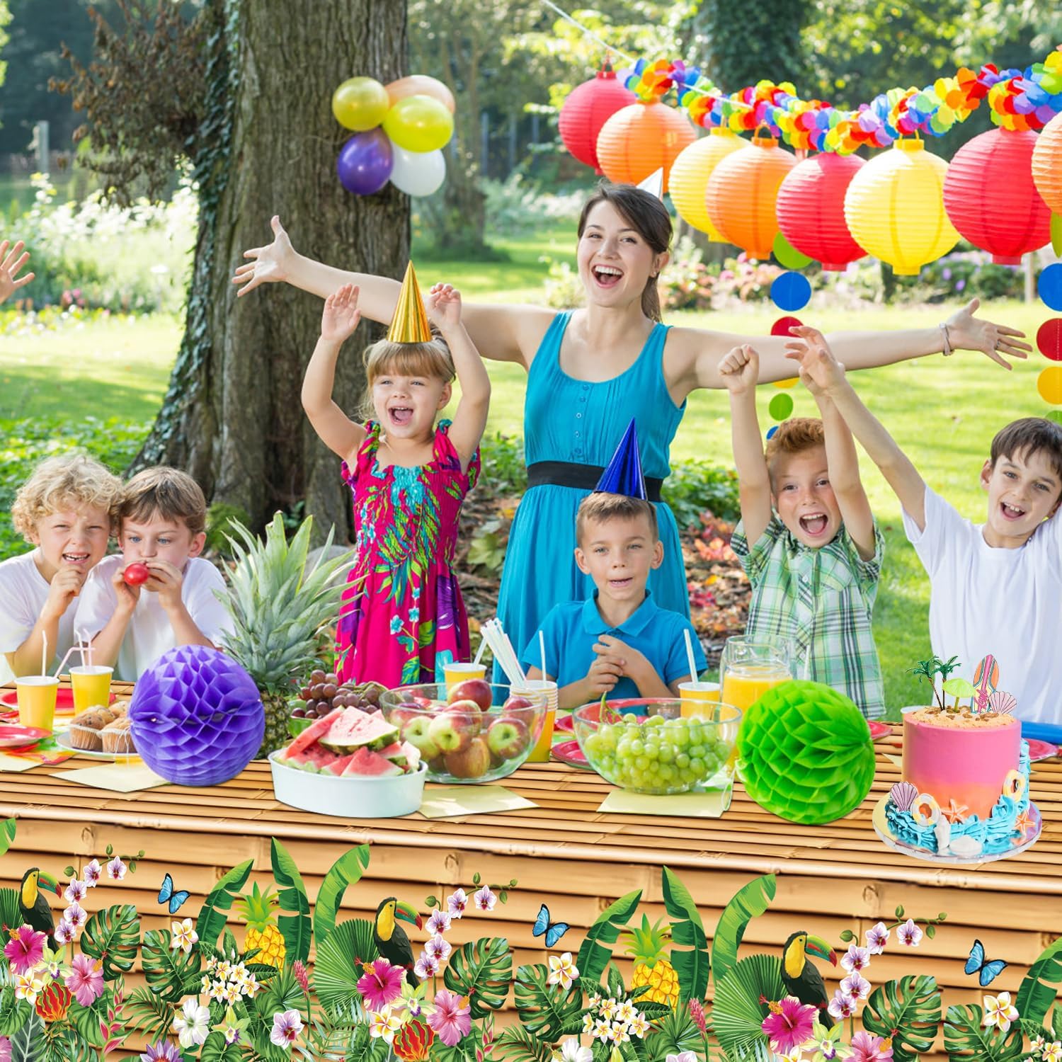 8Pcs Hawaiian Party Tablecloths - 51 x 866 Inch Luau Decor