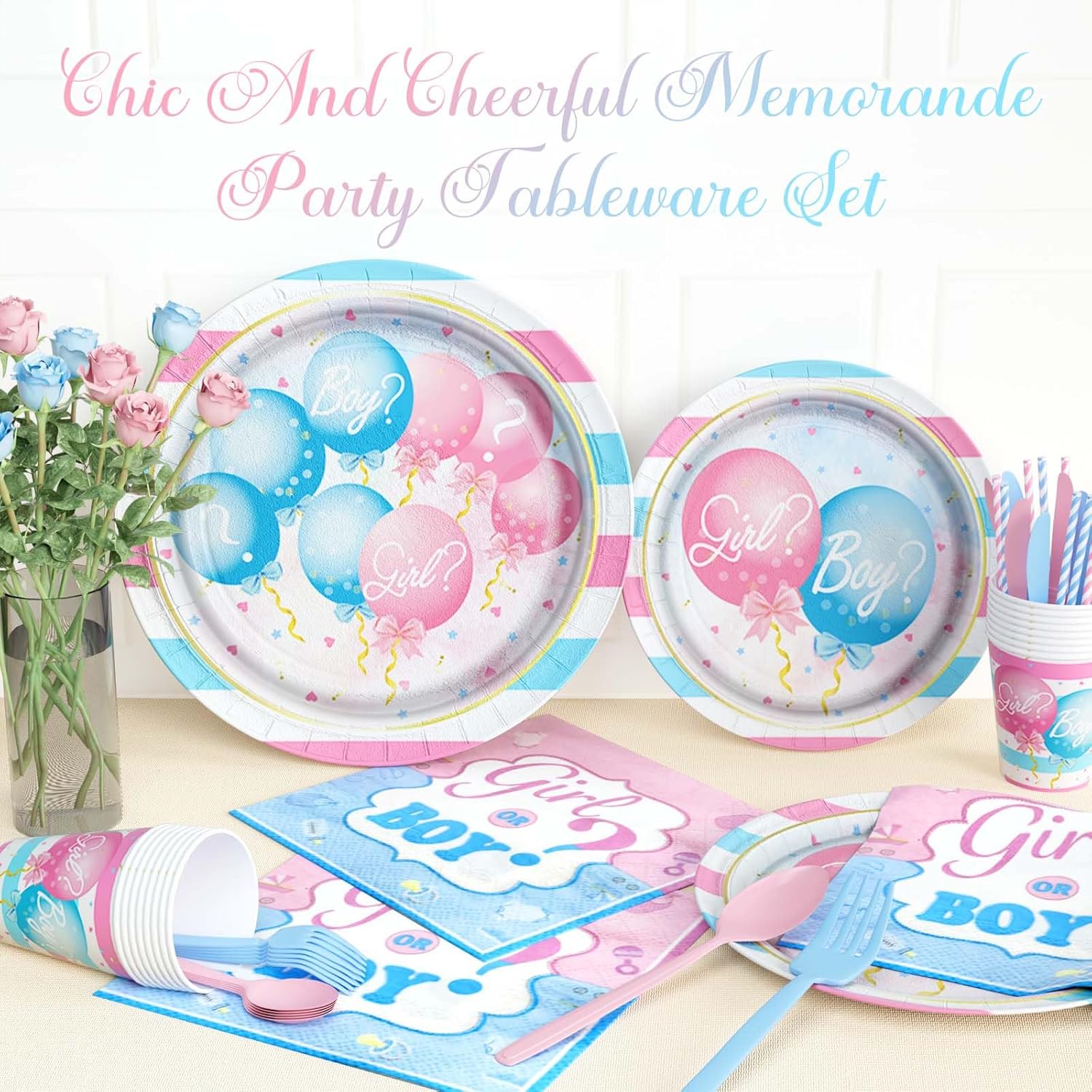 Guns Or Glitter Gender Reveal Decor Set 228 Pieces
