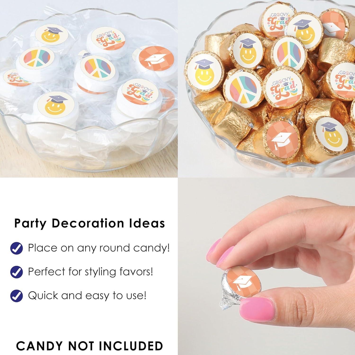 Big Dot of Happiness Groovy Grad Candy Stickers 324 Count