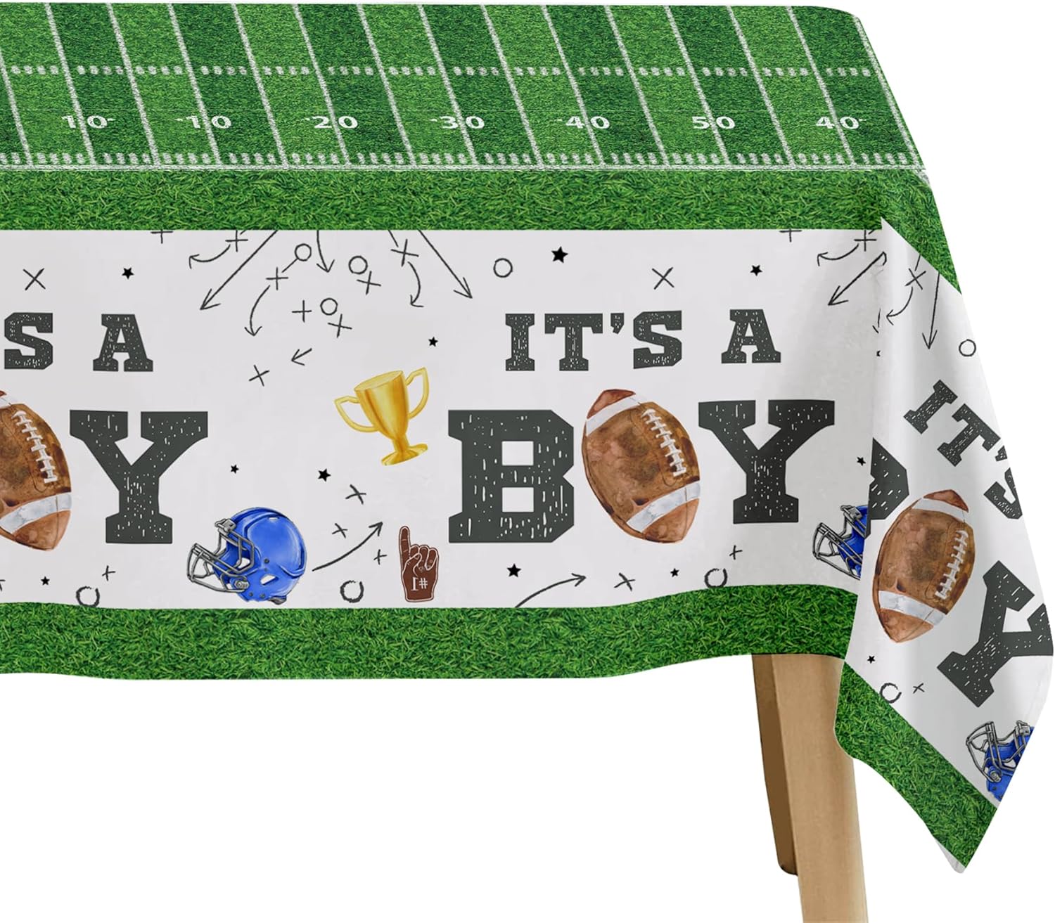 Football Baby Shower Tablecloth Set - 3Pack 86x55in