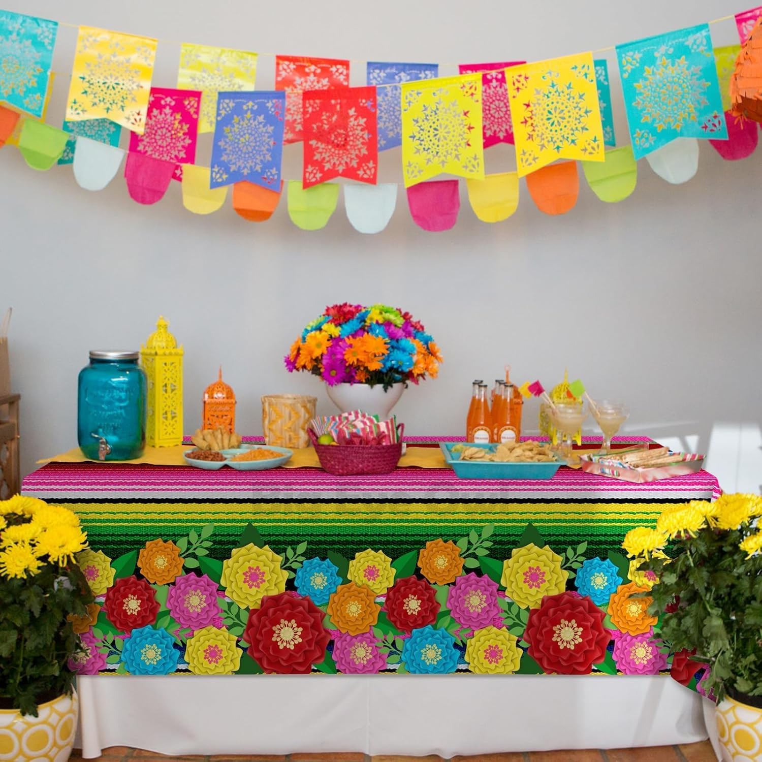 Mexican Fiesta Plastic Tablecloth 54x108 Inch