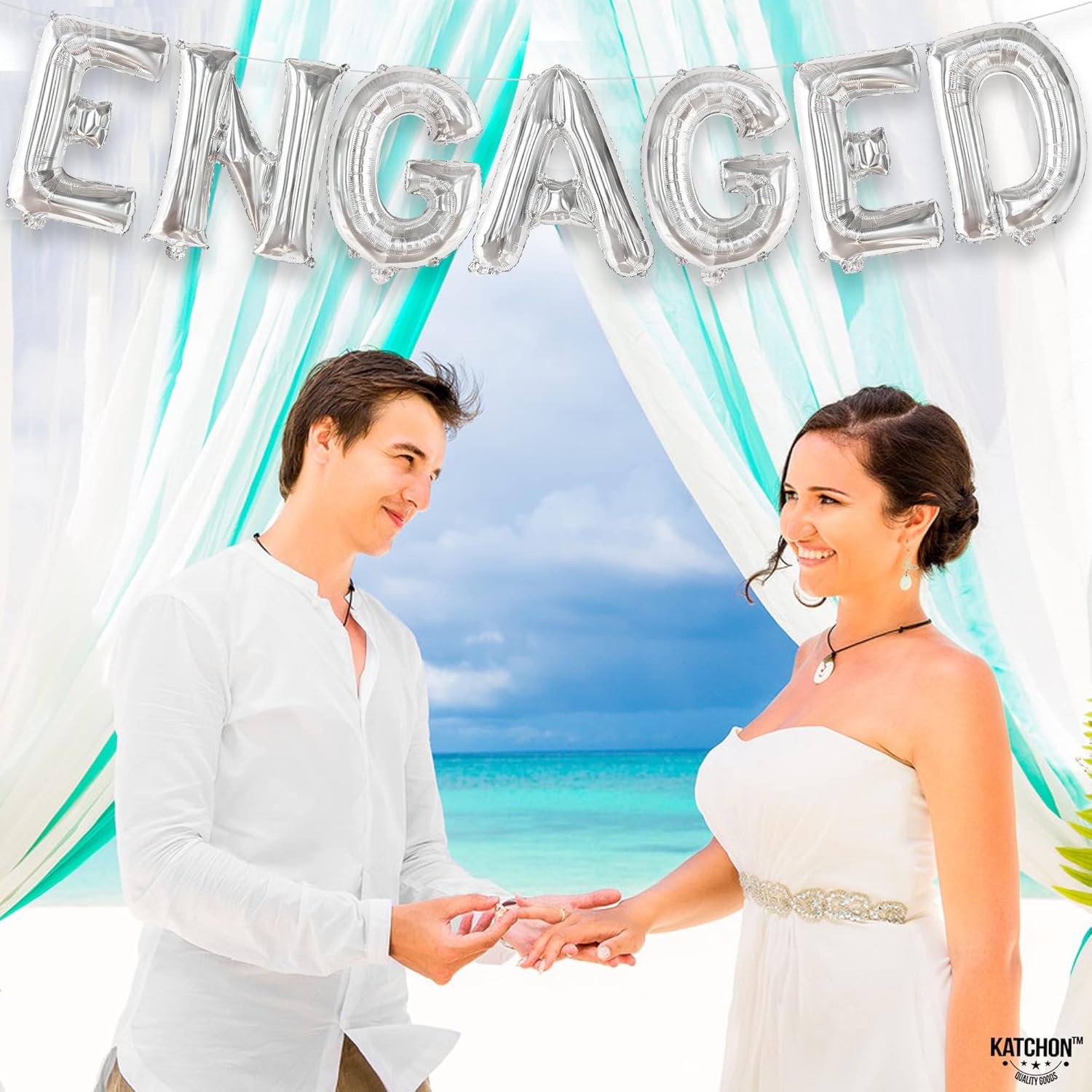KatchOn Silver Foil Engagement Balloons 16 Inch