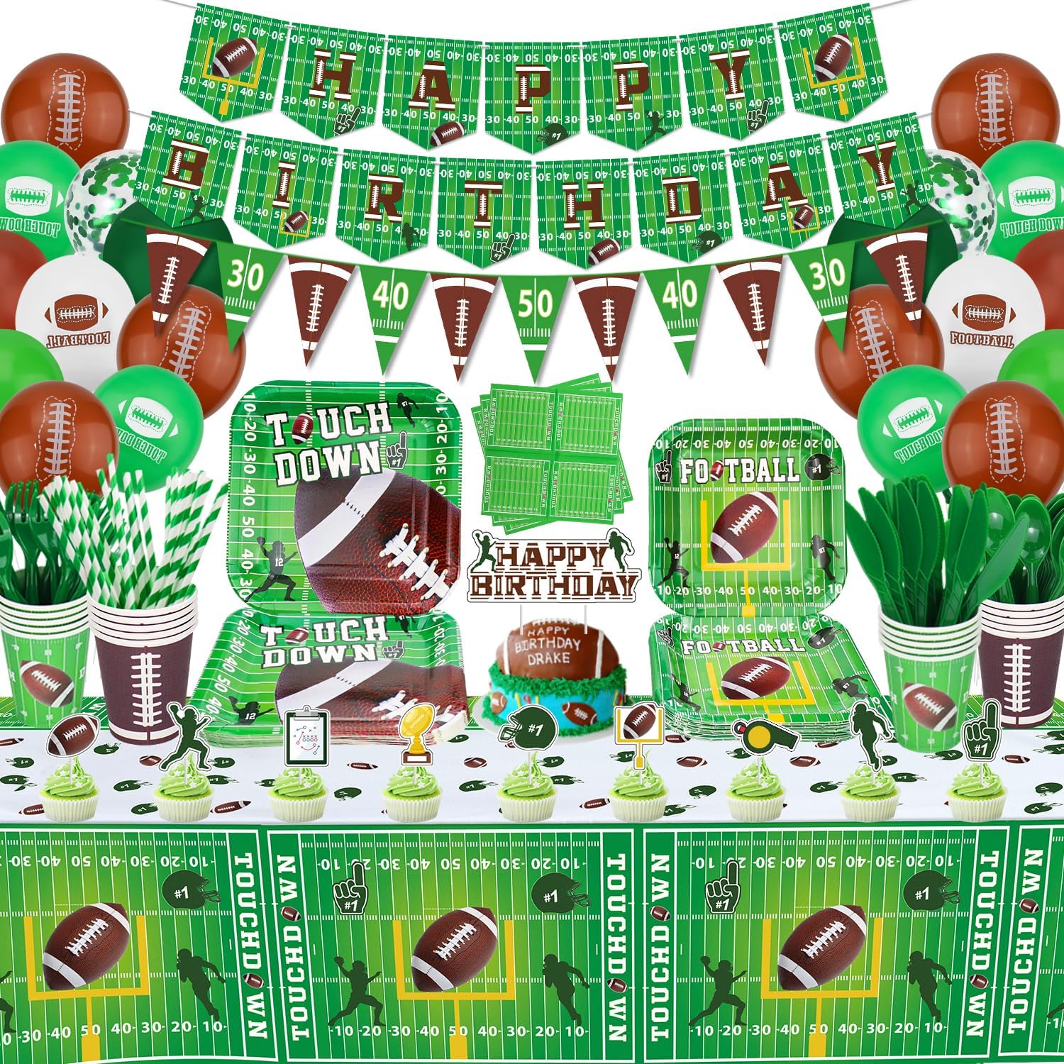243 Pack Football Party Supplies for 20 Guests