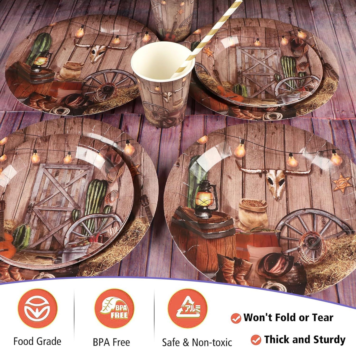 Western Cowboy Birthday Party Decor Supplies Set