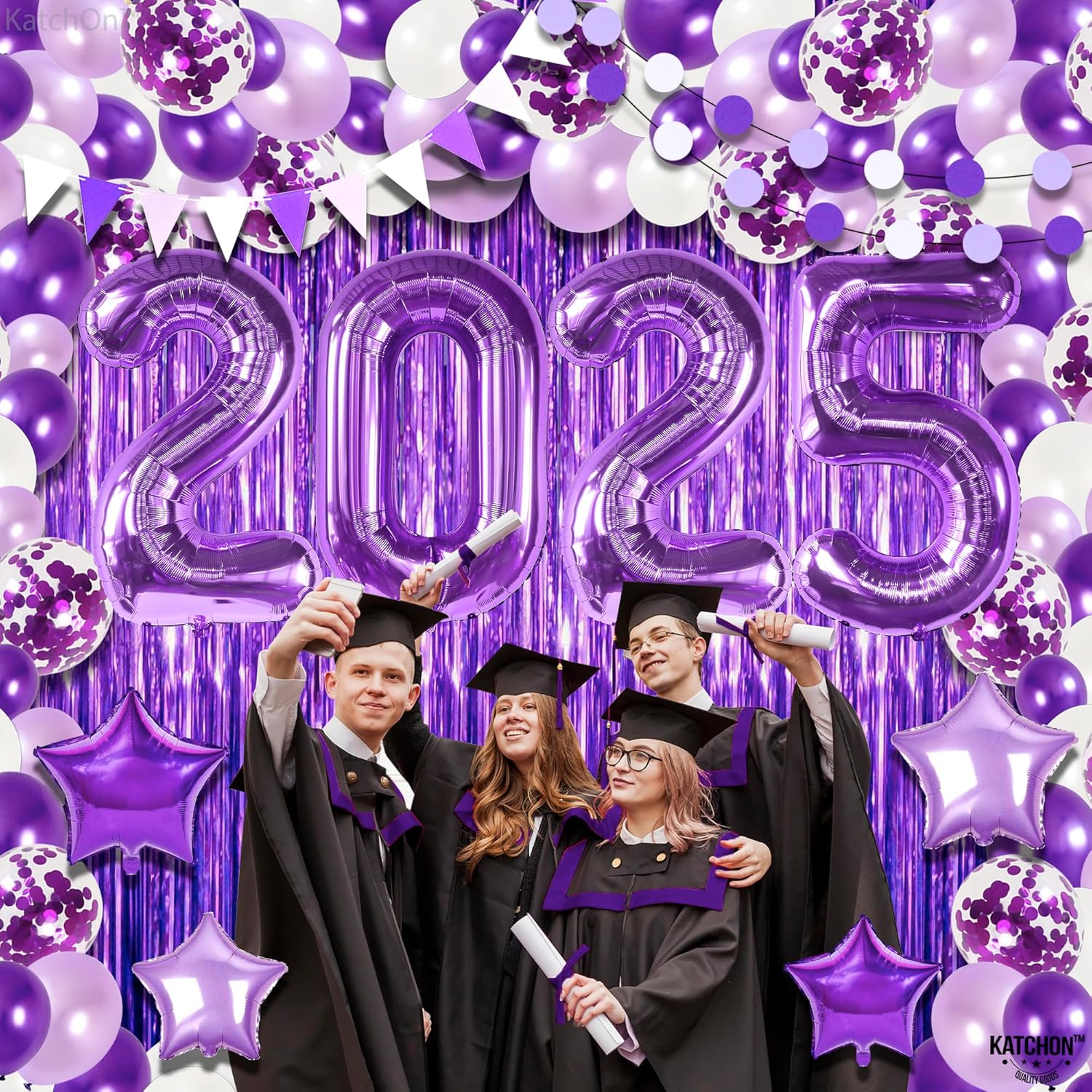 KatchOn Purple Graduation Decorations Class of 2025 - Pack of 134