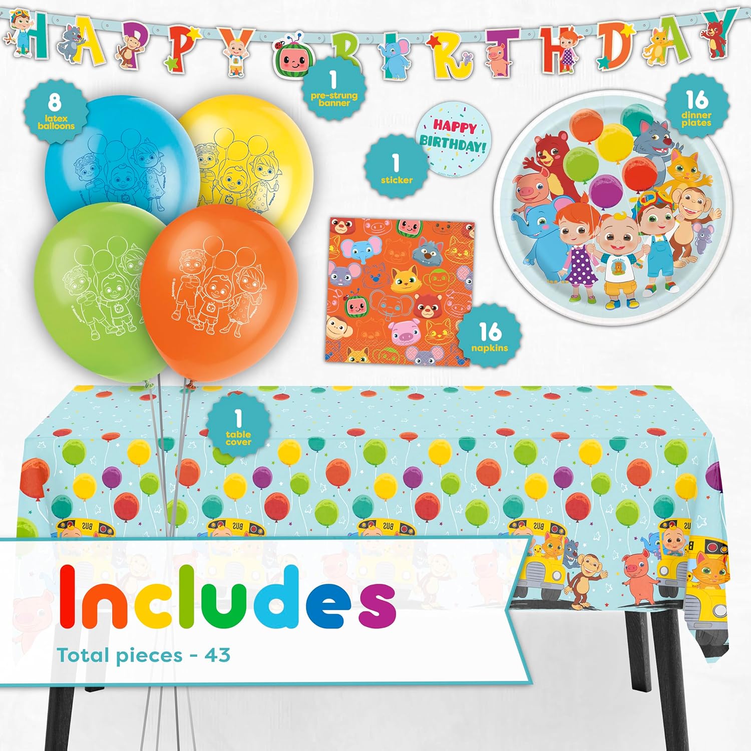 Cocomelon Birthday Decor Kit Serves 16