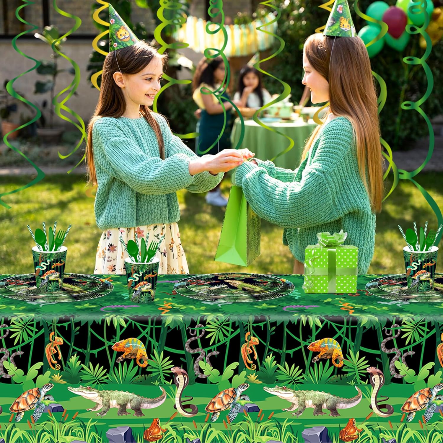 3 Pcs Reptile Swamp Tablecloth for Birthday Party Decor