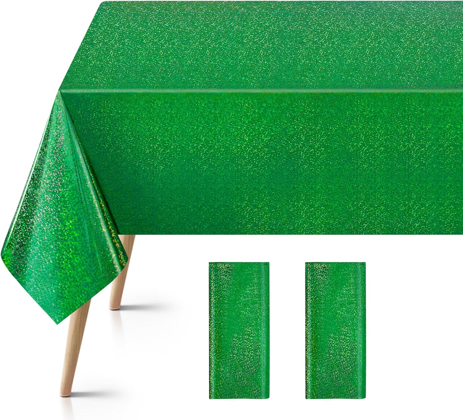 Just Shimmer 2 Pcs Dark Green Holographic Foil Tablecloths