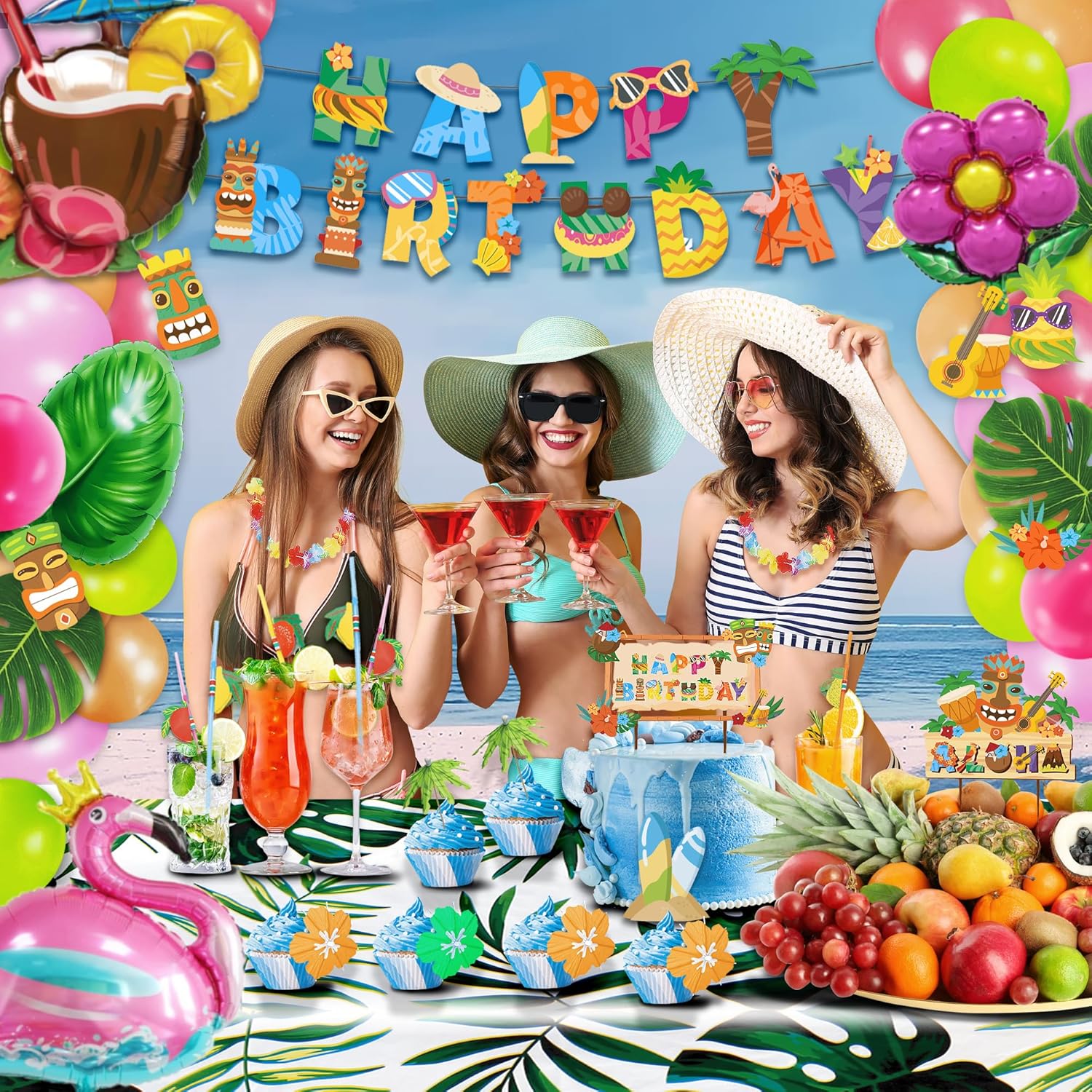 Party Spot 252 Piece Luau Birthday Party Decor Set