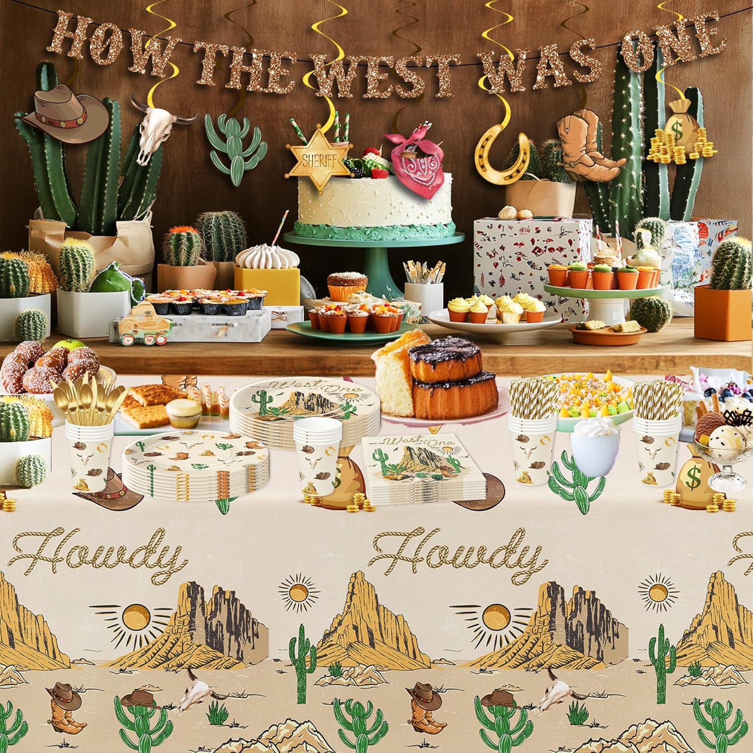 Western Cowboy 1st Birthday Party Supplies Set