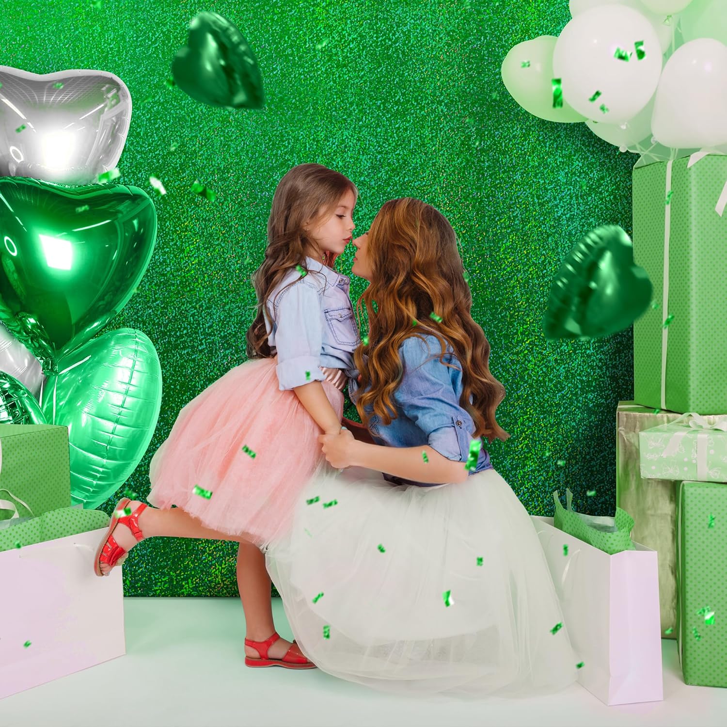 Just Shimmer 2 Pcs Dark Green Holographic Foil Tablecloths