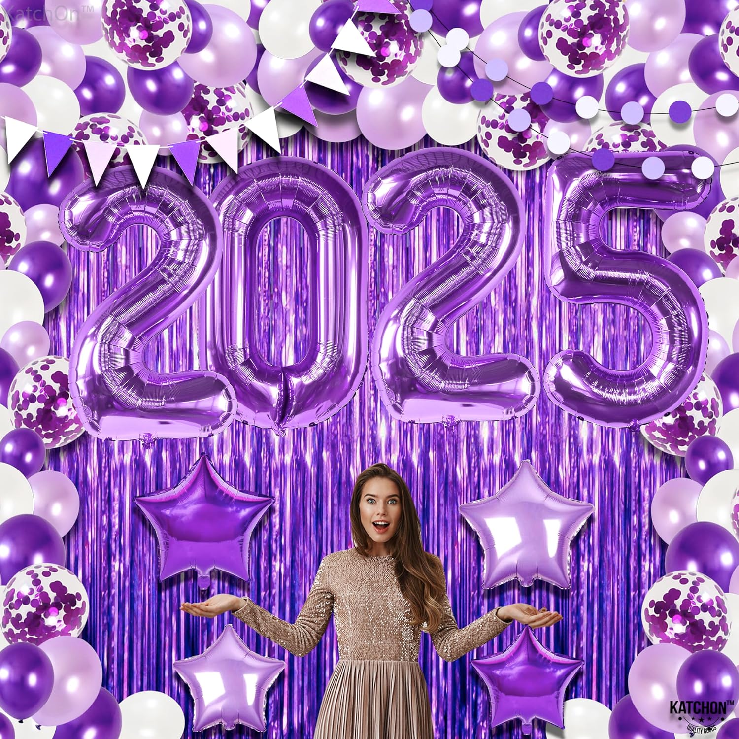 KatchOn Purple Graduation Decorations Class of 2025 - Pack of 134