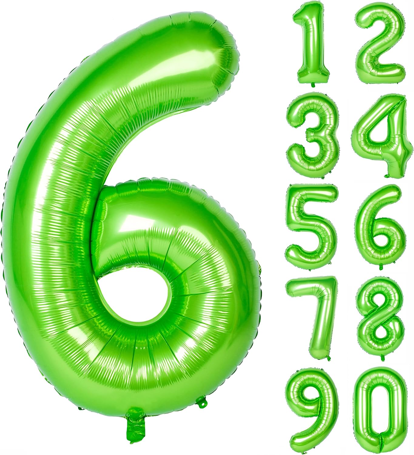 40 Inch Bright Green Digital Balloon Number 6 Jungle Themed