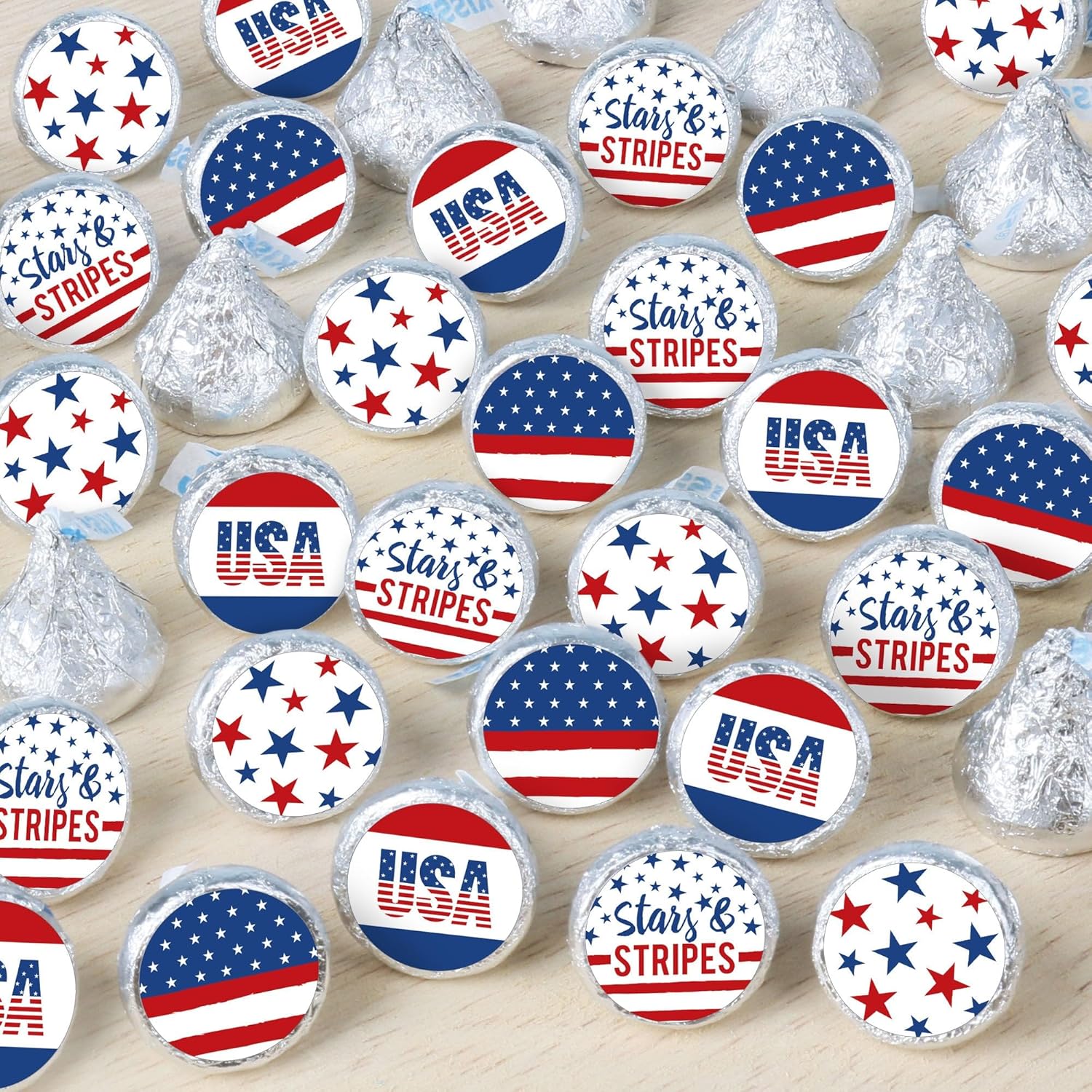 Big Dot of Happiness Stars Stripes Candy Stickers - 324 Count