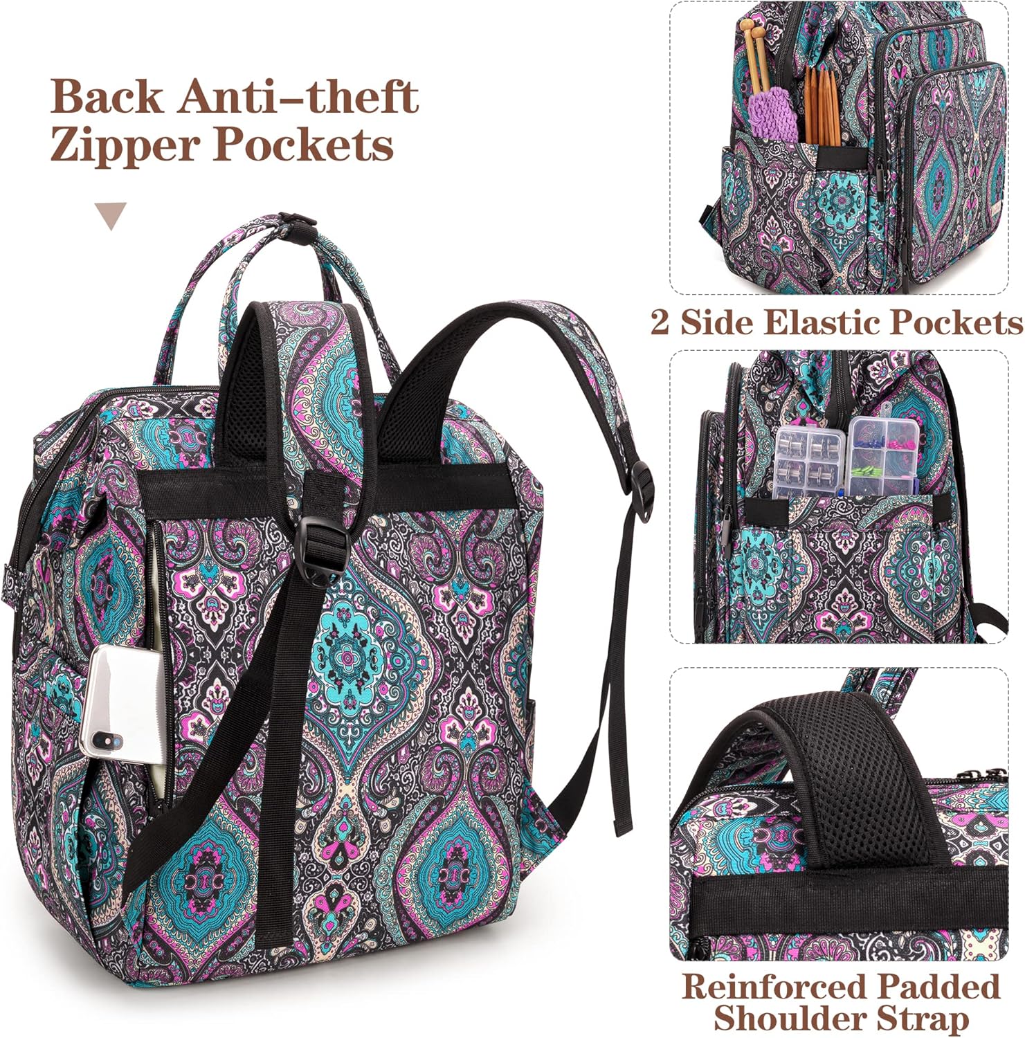 LoDrid Knitting Backpack with 3 Grommets and Steel Frame