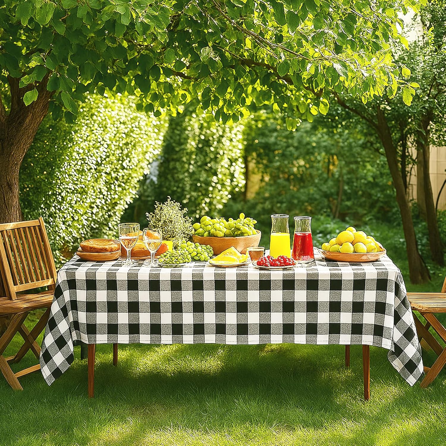 3 Pack Black and White Gingham Tablecloths 54x108 Inches Waterproof Disposable