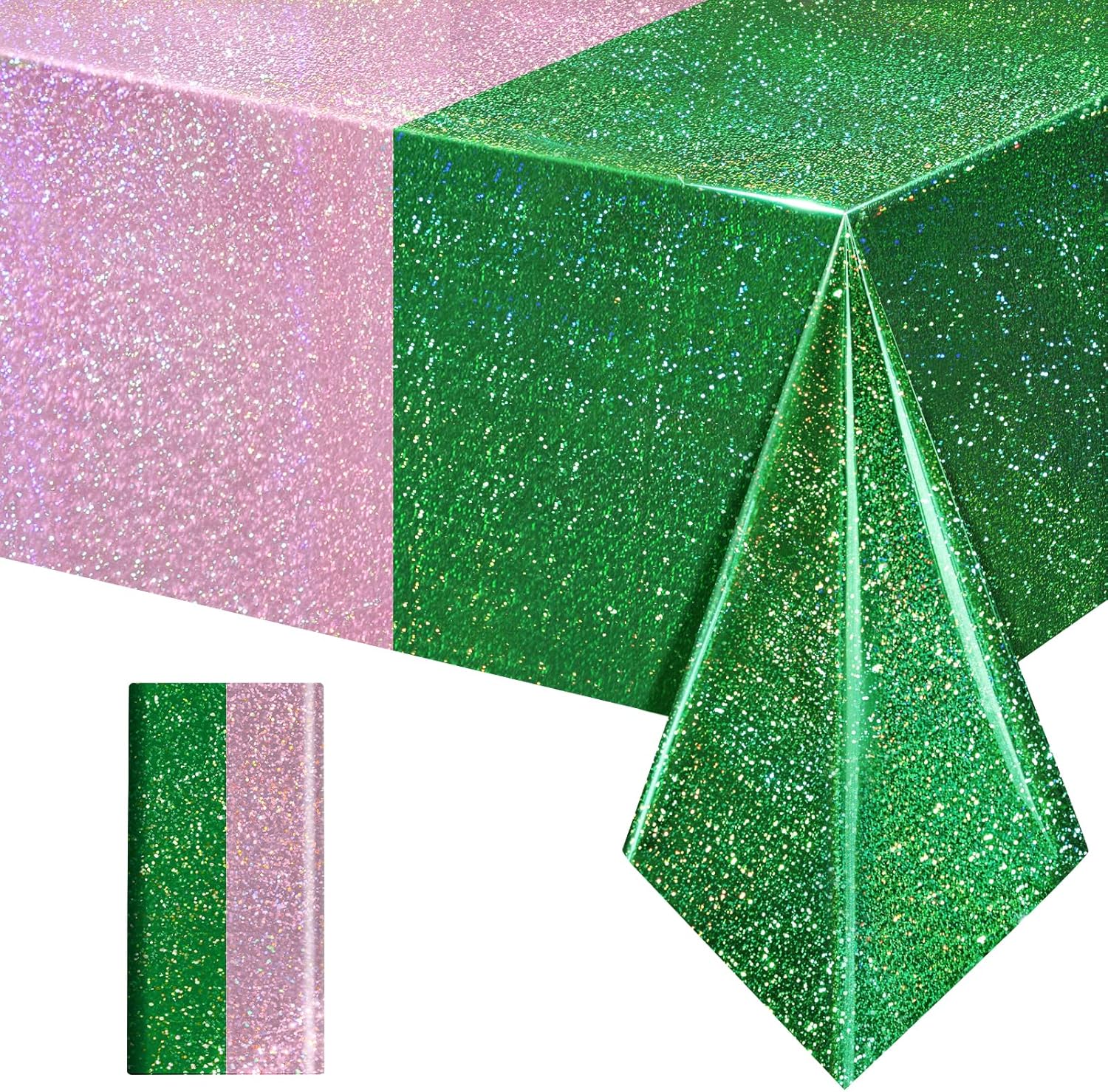 Just Shimmer 1 Pack Holographic Tablecloth 40x108 Green Pale Pink