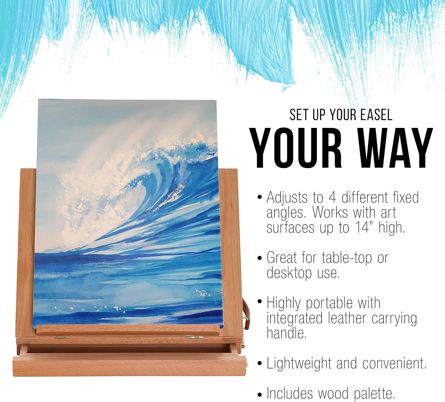 US Art Supply Solana Adjustable Wood Art Easel