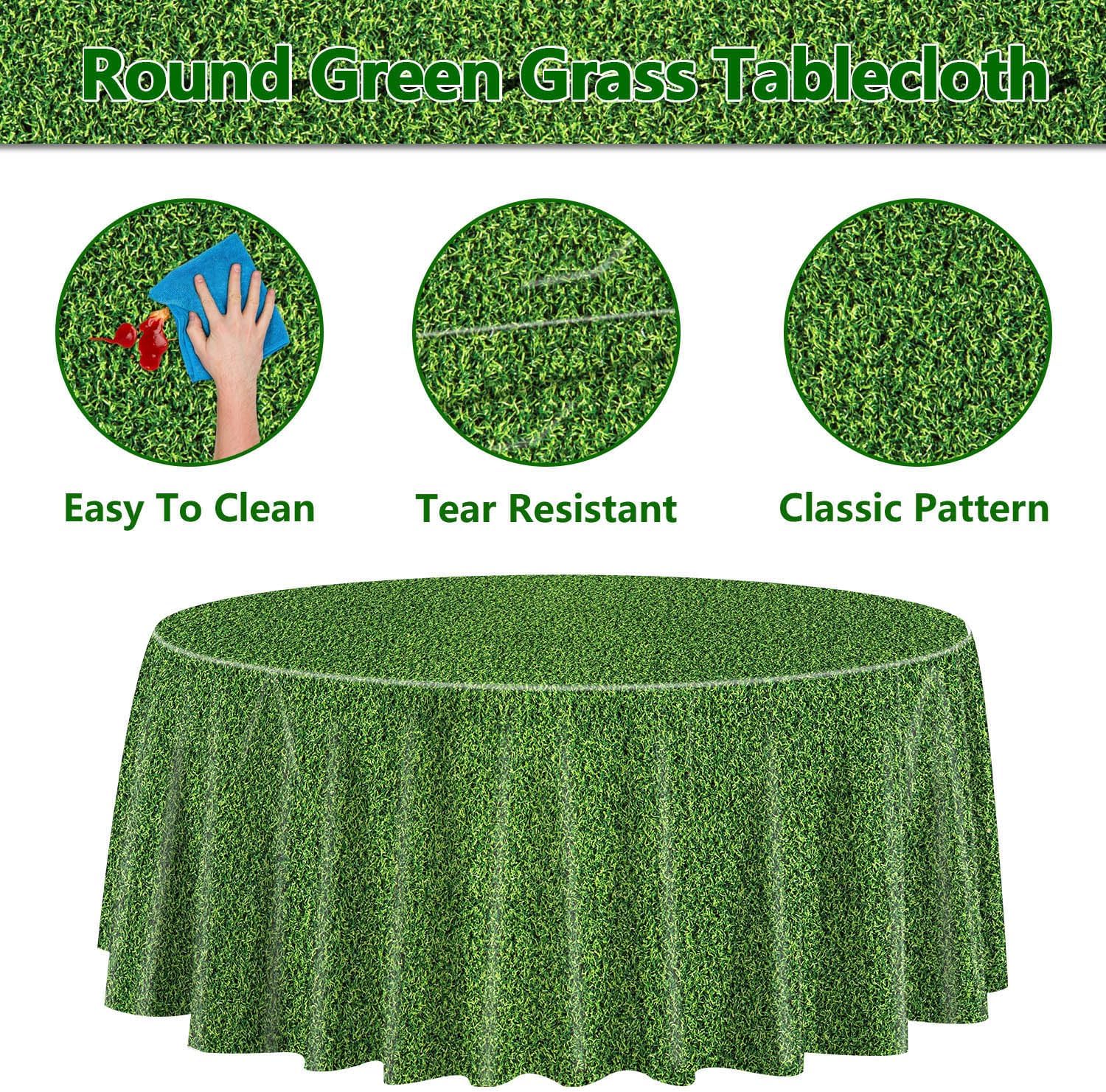 9 Pcs Green Grass Tablecovers Soccer Party Decorations 84x84 Inch