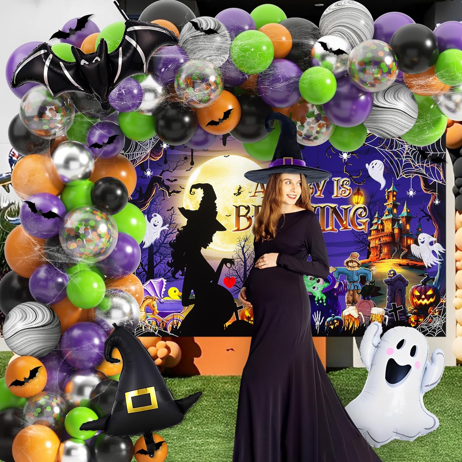 Halloween Baby Shower Decorations Kit with Arch and Balloons