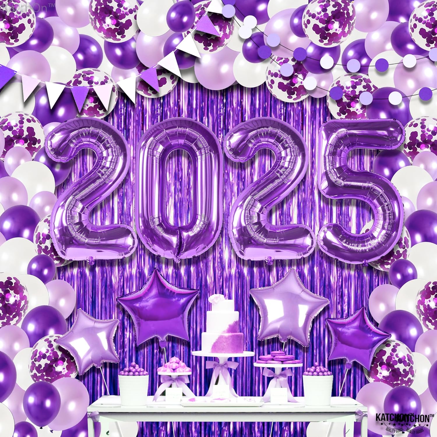 KatchOn Purple Graduation Decorations Class of 2025 - Pack of 134