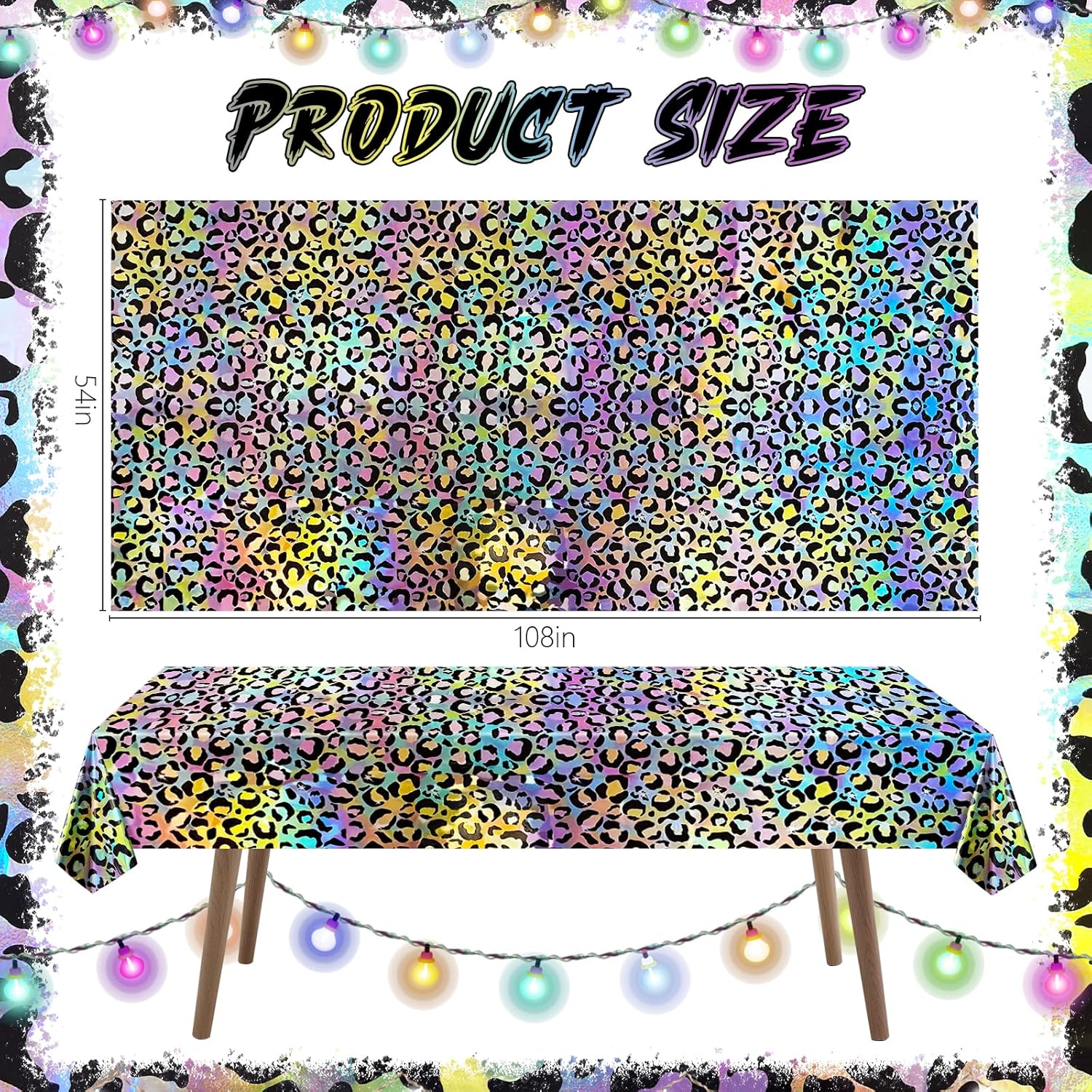2 Pack Colorful Leopard Print Holography Tablecloth