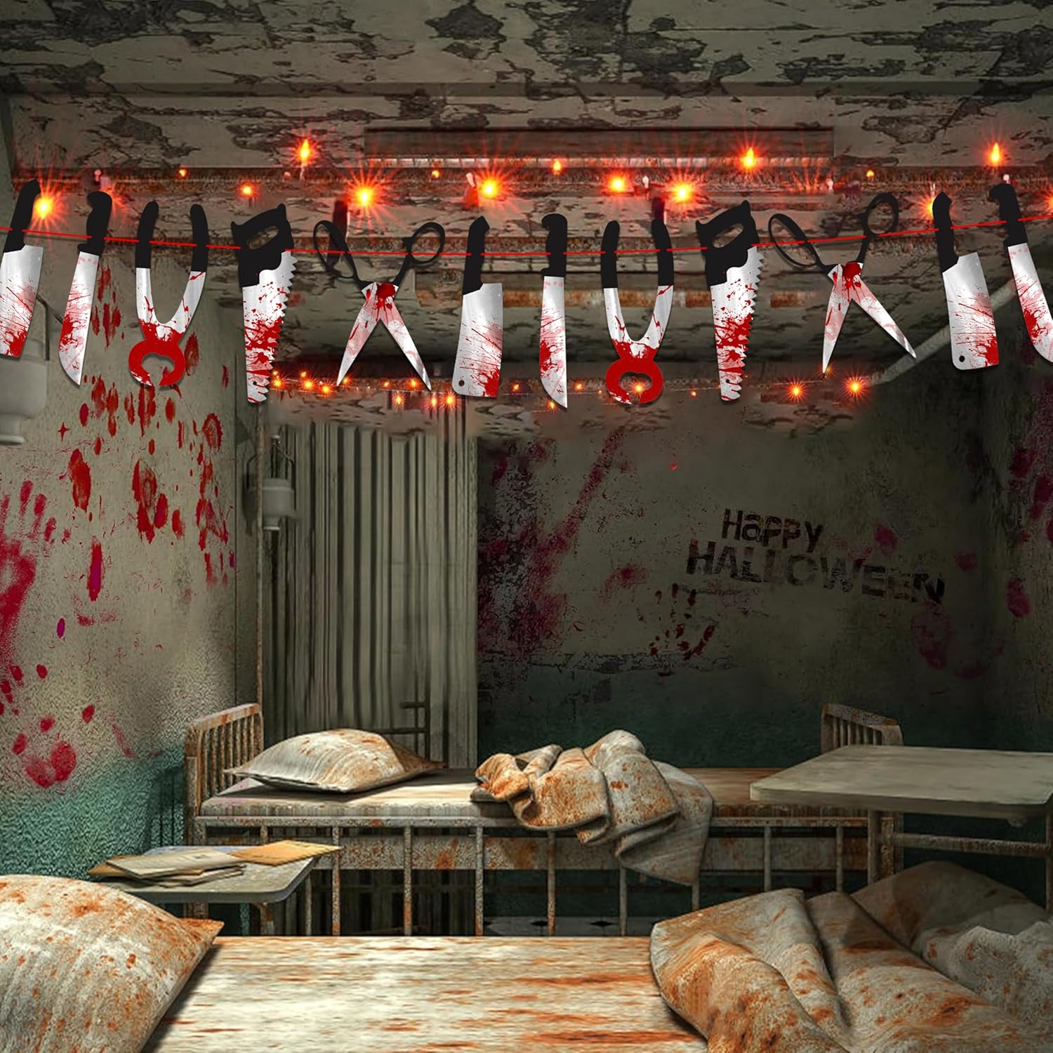 Halloween Party Decorations Set with Scream Banner and Themed Balloons