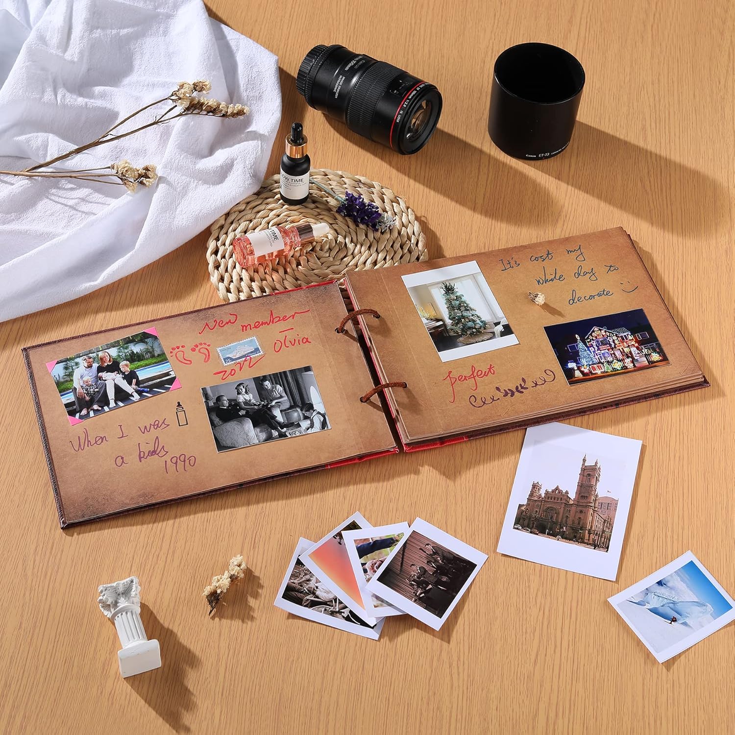 PULAISEN Adventure Book Scrapbook with 3D Color Cover