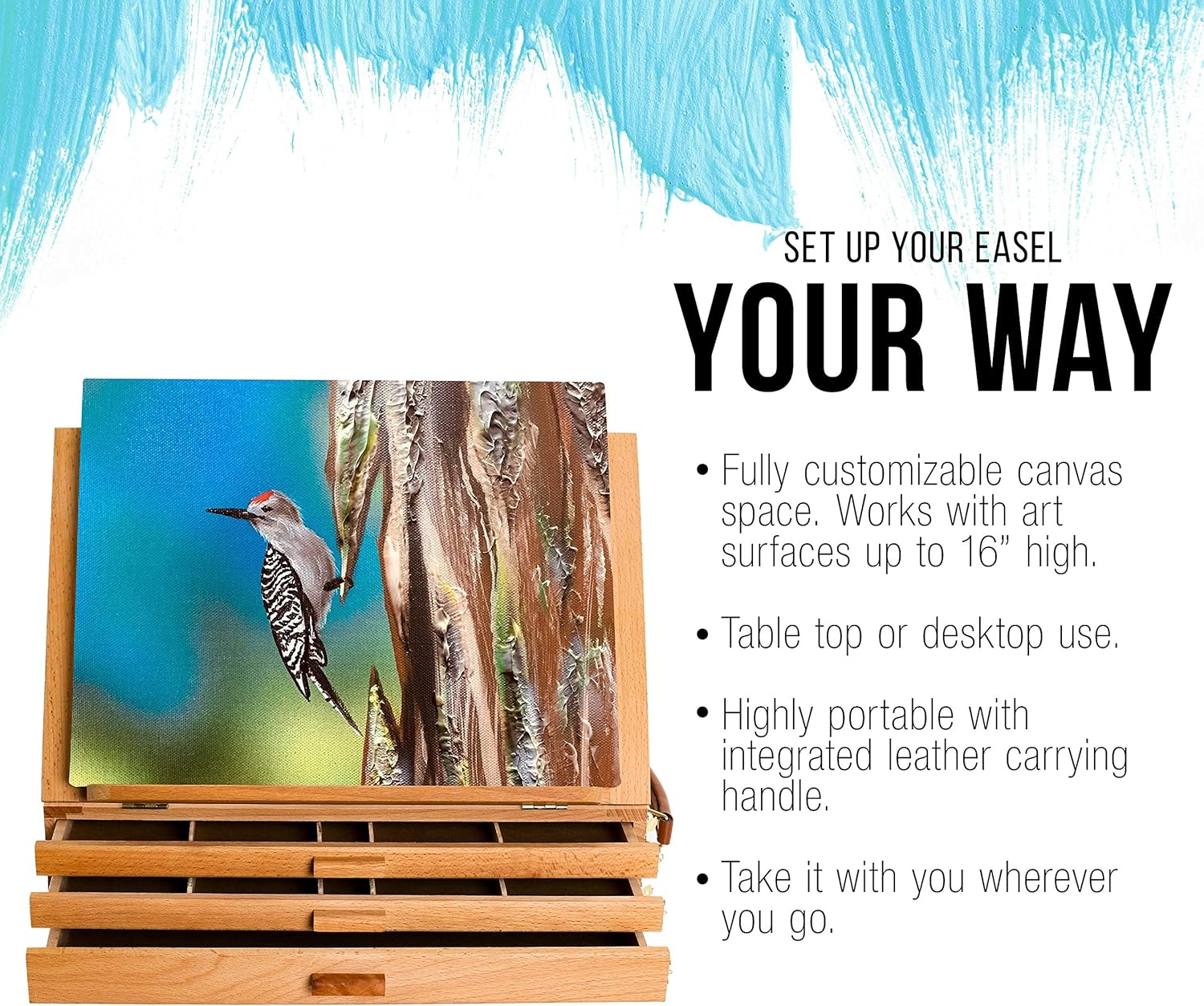 US Art Supply 3 Drawer Easel with Storage Box