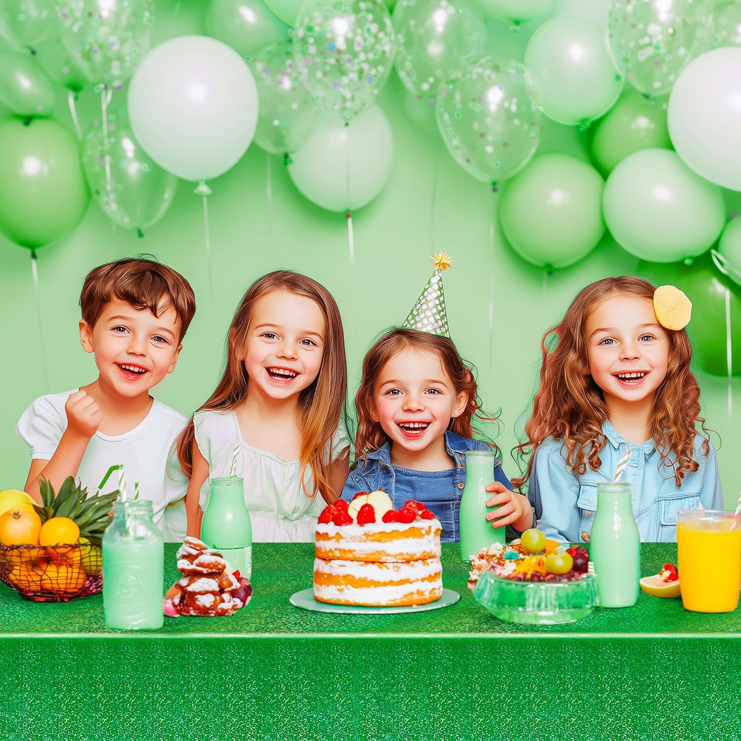 Just Shimmer 2 Pcs Dark Green Holographic Foil Tablecloths