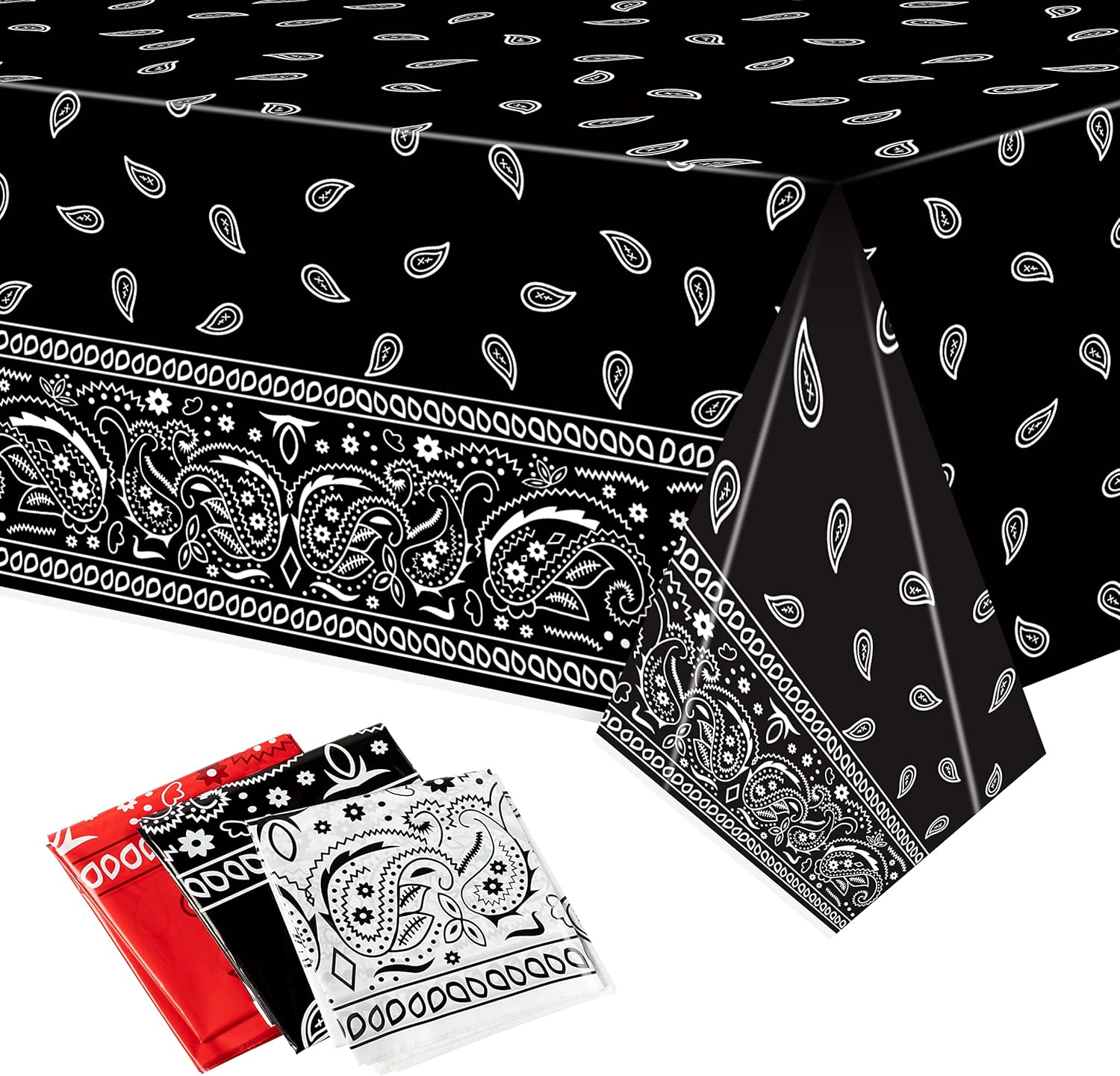 K1tpde 3PCS Bandana Tablecloths Cholo Gangsta Theme Waterproof Plastic Table Covers for Western Party