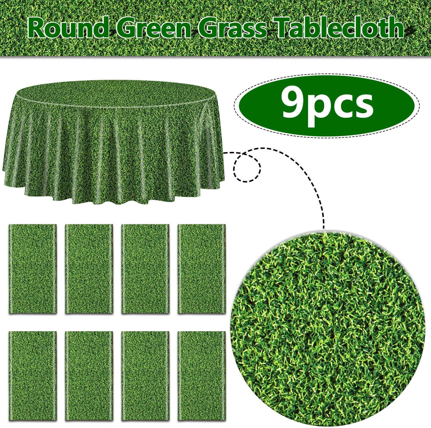 9 Pcs Green Grass Tablecovers Soccer Party Decorations 84x84 Inch
