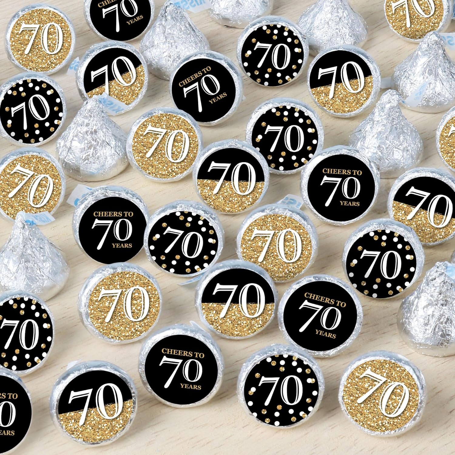 Big Dot of Happiness 70th Birthday Gold Candy Stickers
