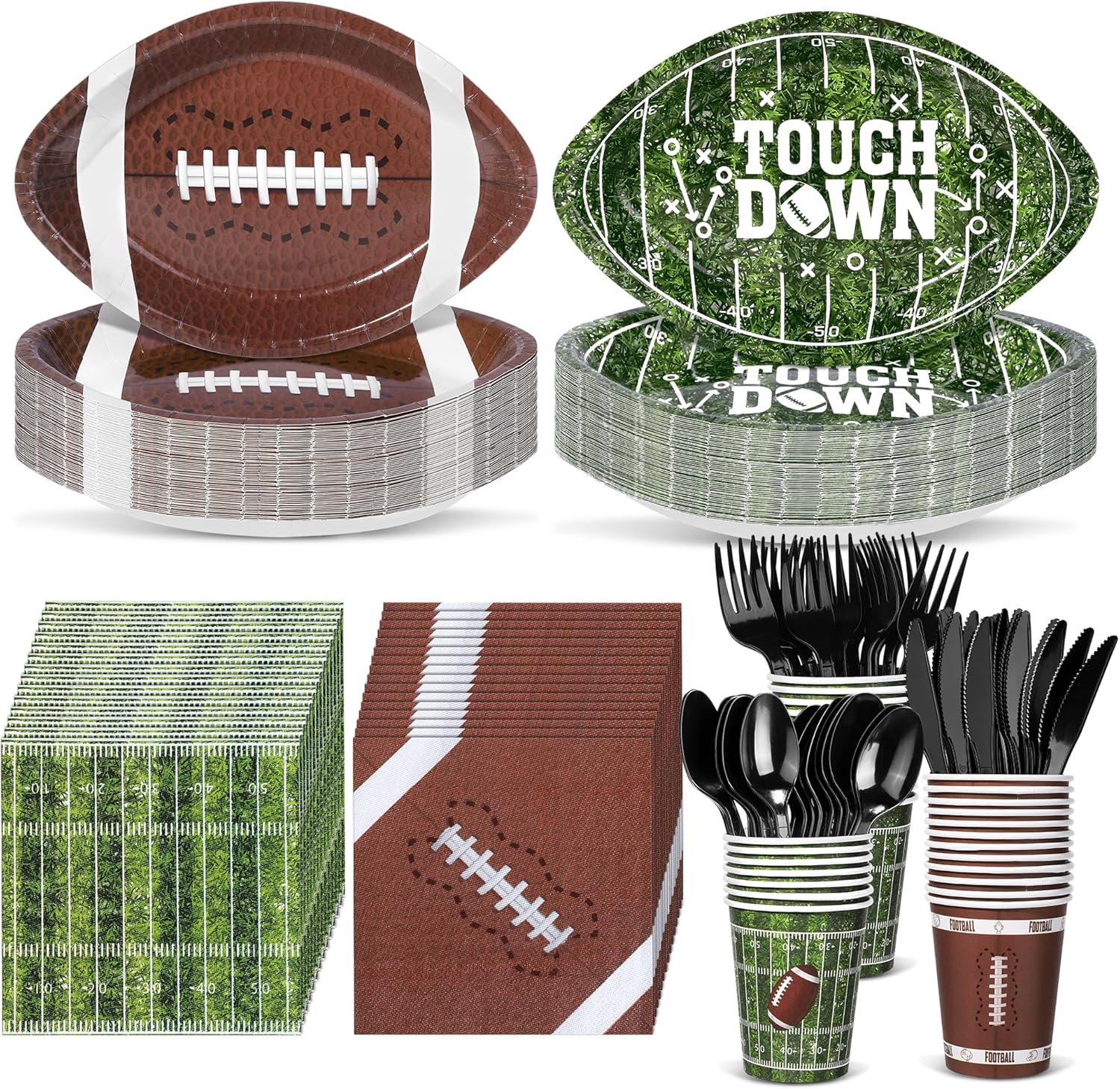 350 Pieces Football Themed Tableware Set for Game Day Parties