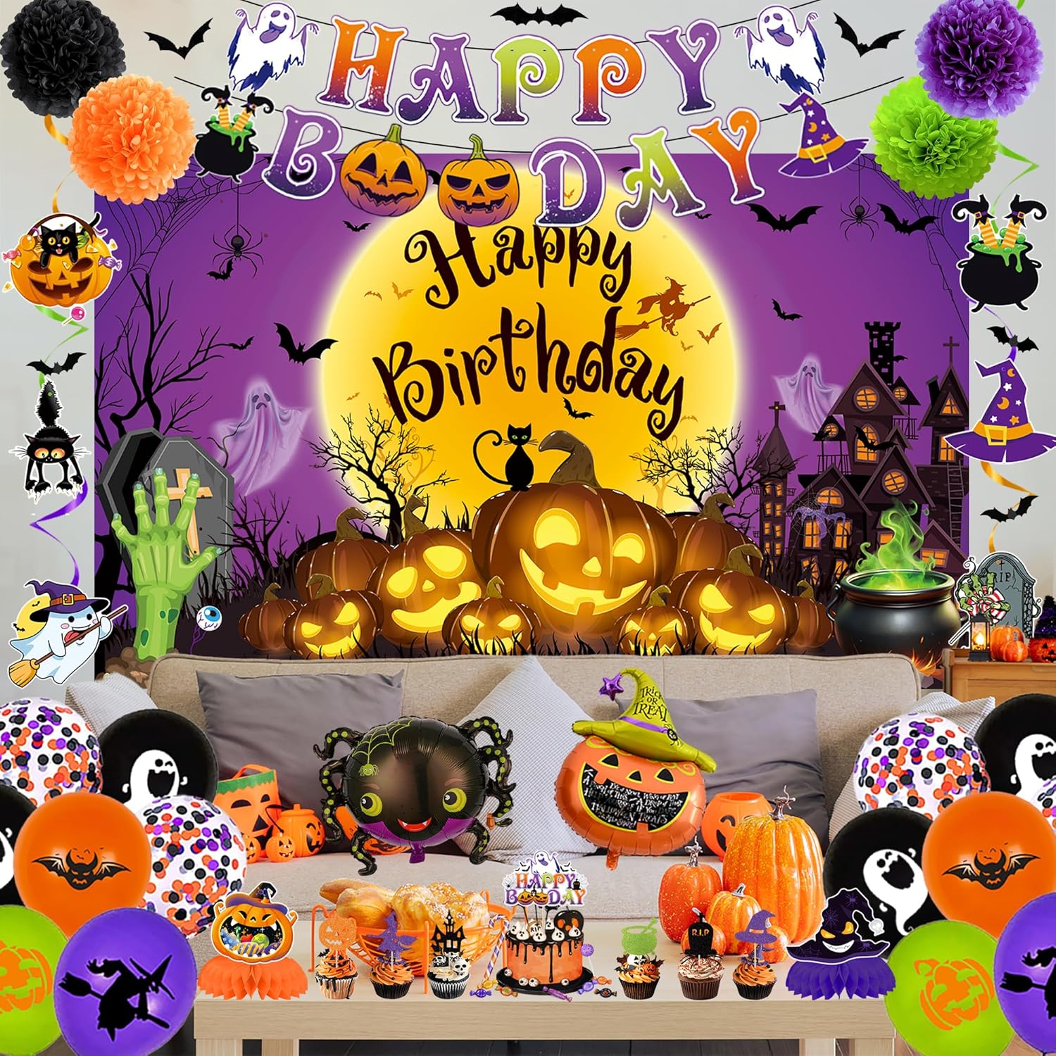 Trgowaul Halloween Birthday Party Decor Set 50pcs