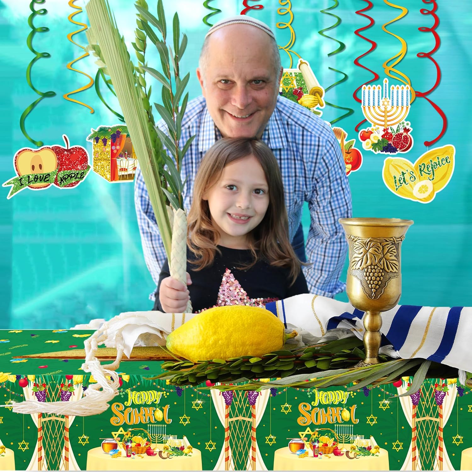 CC HOME Happy Sukkot Party Tablecloth 54x87 Inch